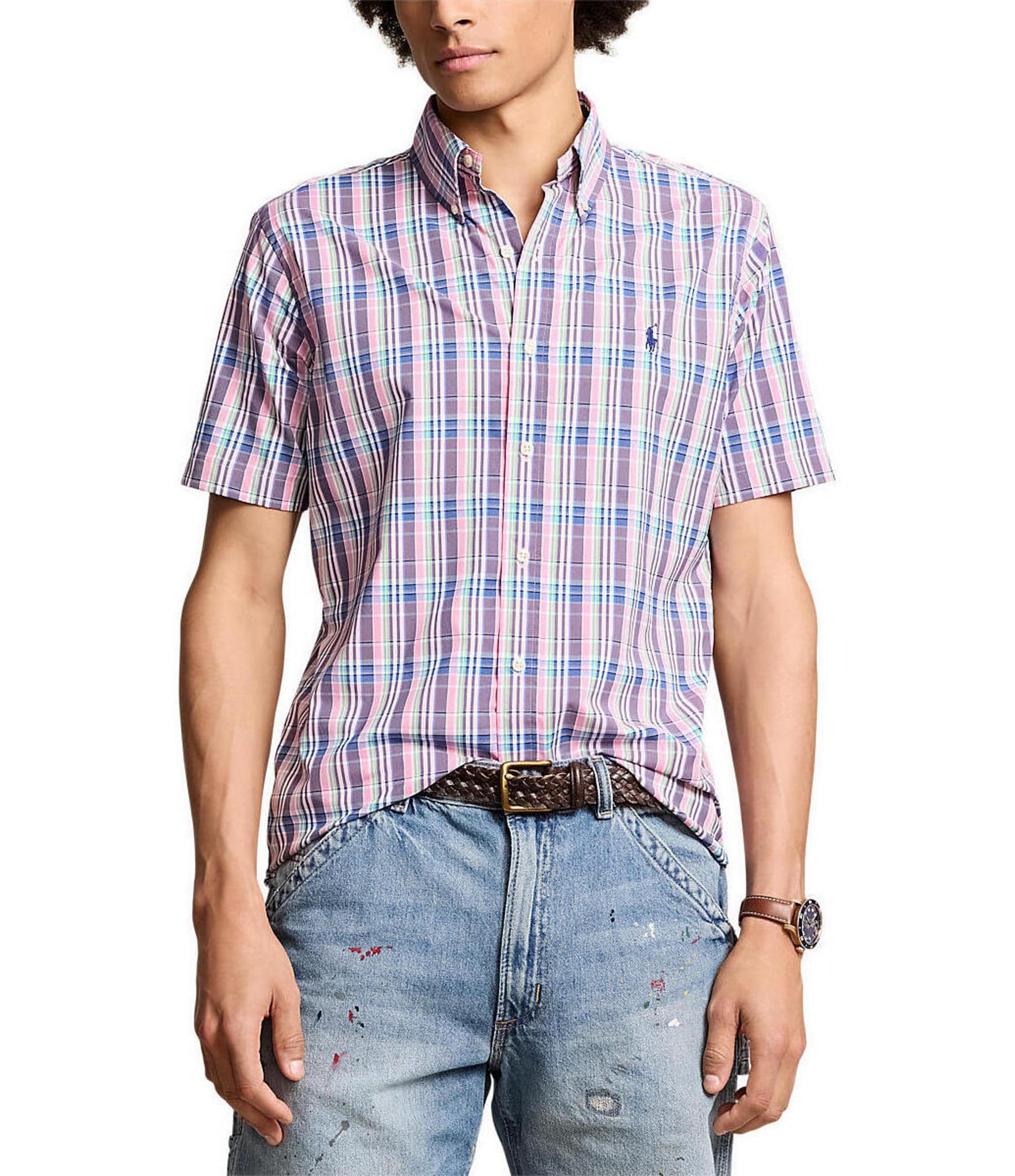 Checkered polo hot sale and shorts