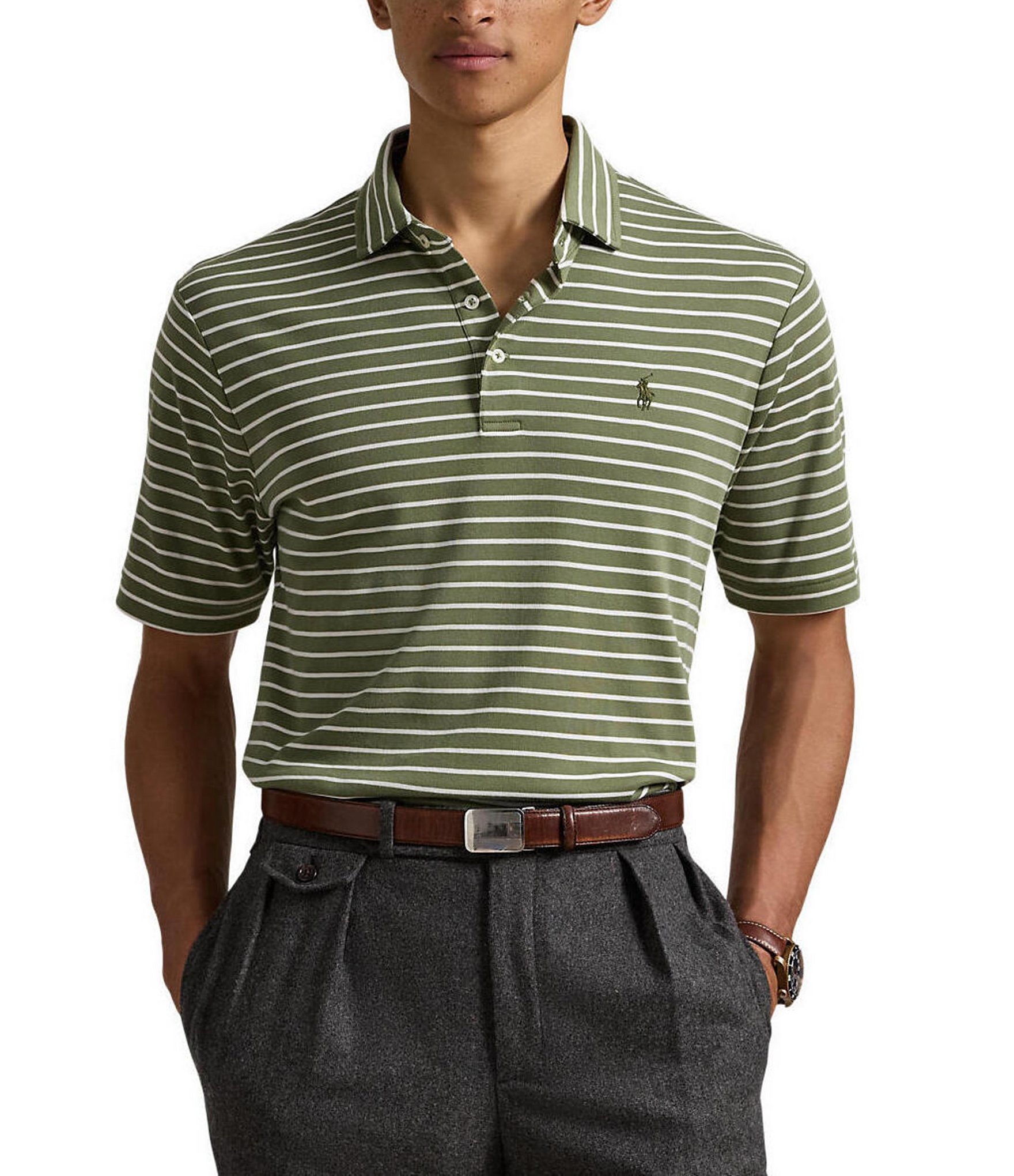 Polo Ralph outlet Lauren Men's 8 inch Relaxed Fit Polo 1967 Herringbone Short Army 33