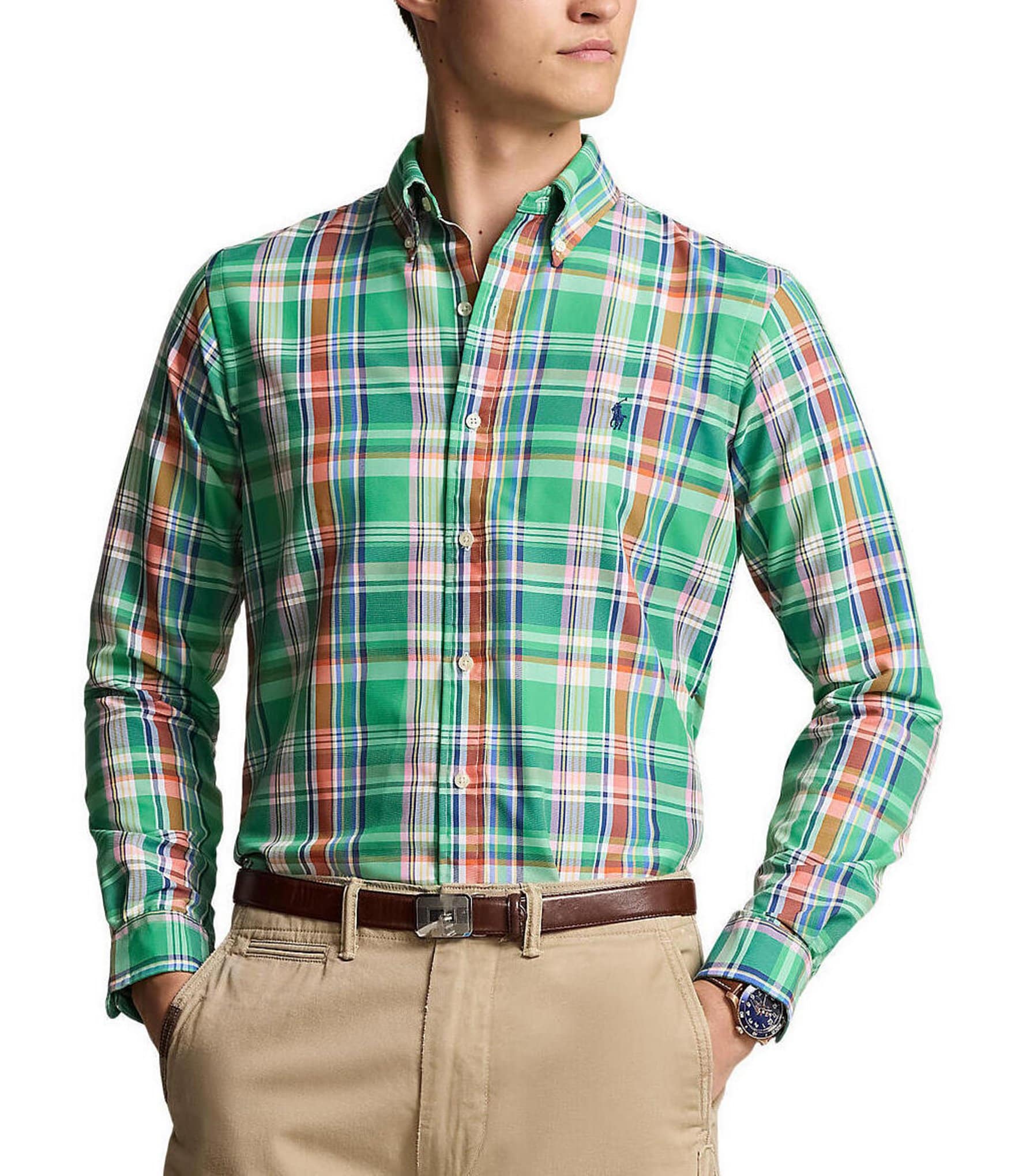 Polo Ralph Lauren Classic Fit Plaid Oxford Long-Sleeve Woven Shirt