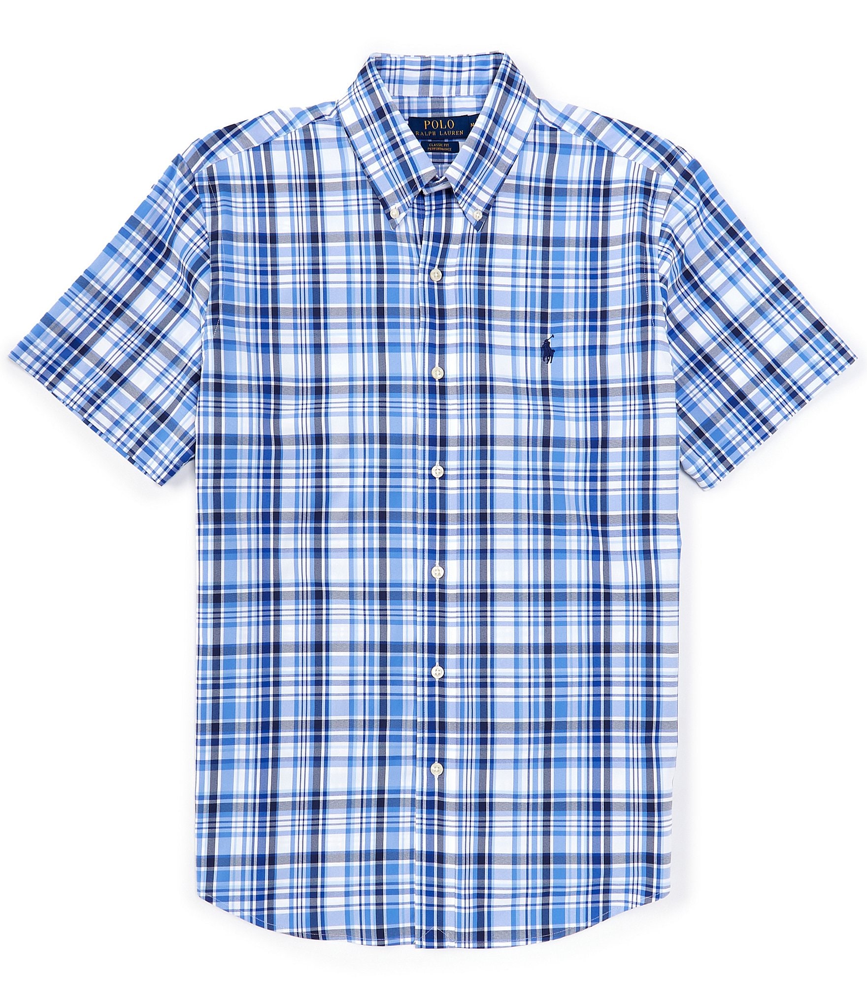 Polo Ralph Lauren Classic Fit Plaid Performance Stretch Short Sleeve Twill Woven Shirt