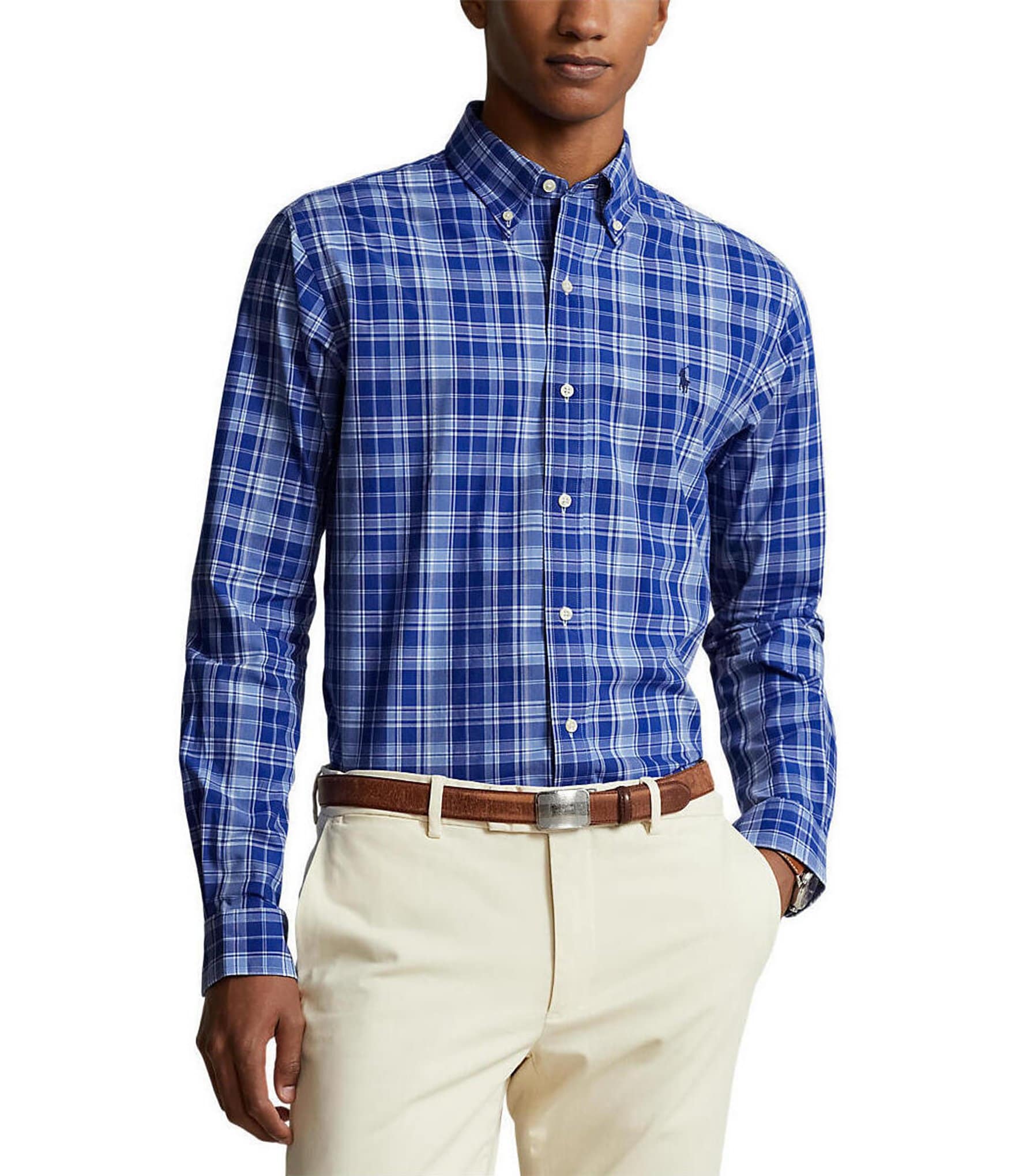 Polo Ralph Lauren Classic Fit Plaid Stretch Poplin Woven Shirt | Dillard's