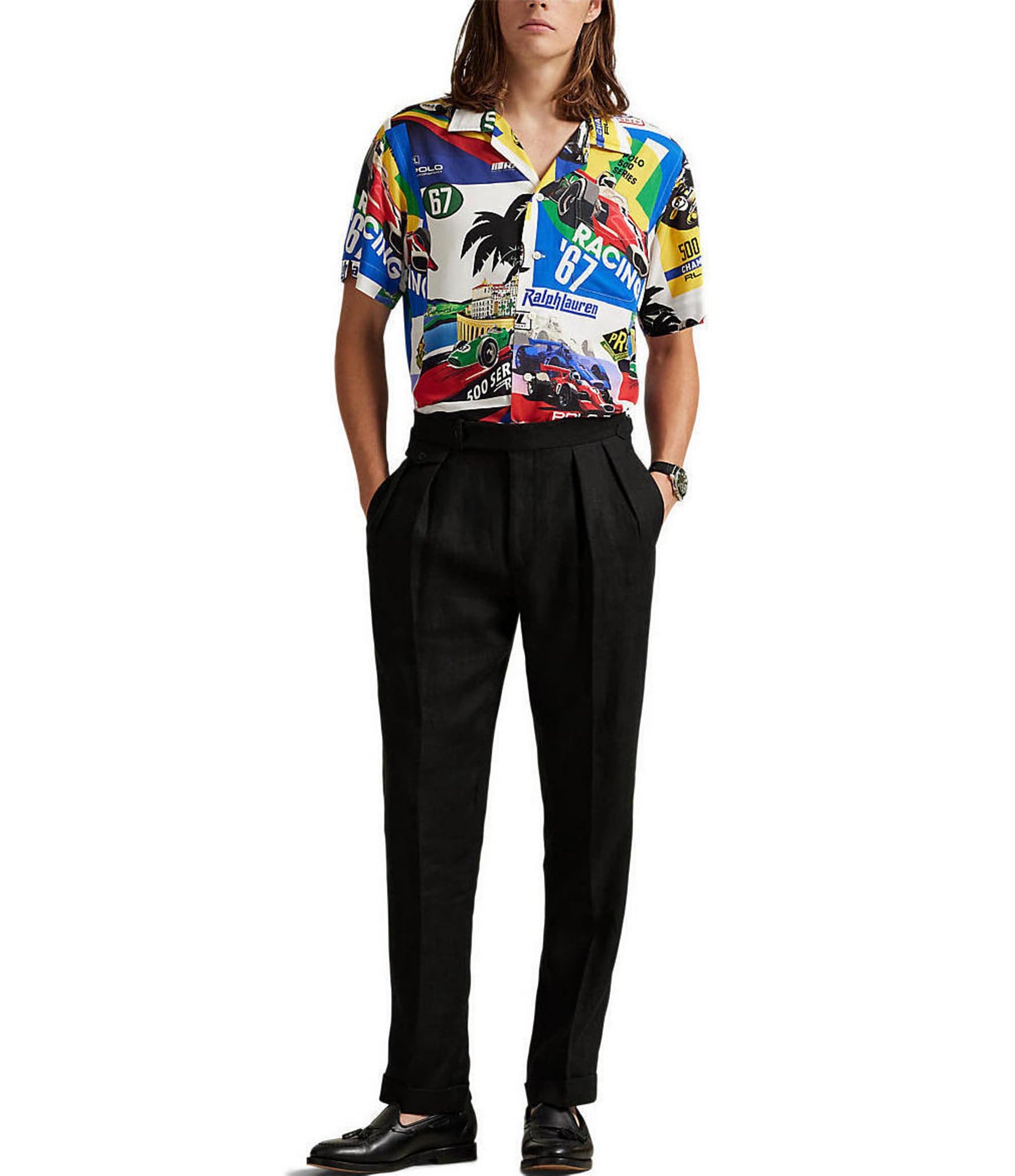 Polo Ralph Lauren Classic Fit Racing Print Short Sleeve Woven Camp Shirt