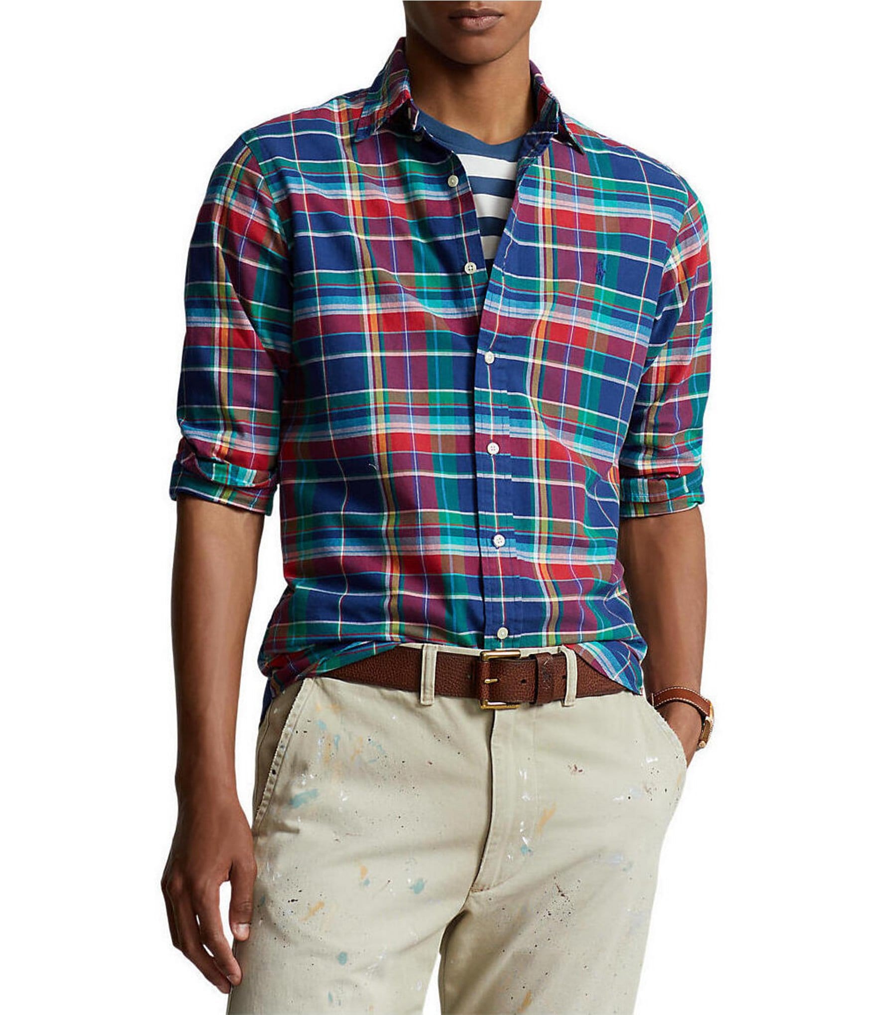 Polo Ralph Lauren Classic-Fit Small Plaid Oxford Long-Sleeve Woven ...