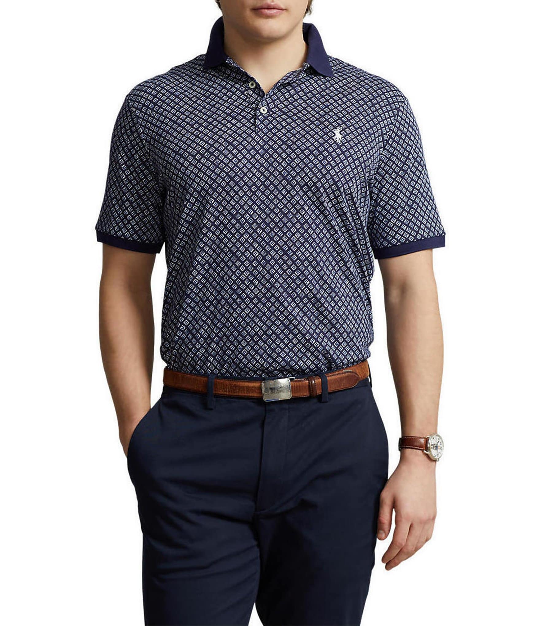 Polo Ralph Lauren Classic-Fit Soft Touch Foulard Navy Short-Sleeve Polo ...