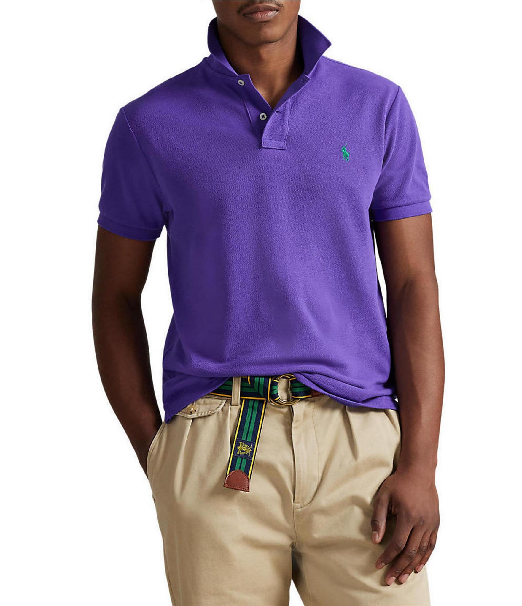 ralph lauren purple dress shirt Polo Ralph Lauren Men's Classic-Fit Performance Shirt - Lavender Blue Multi