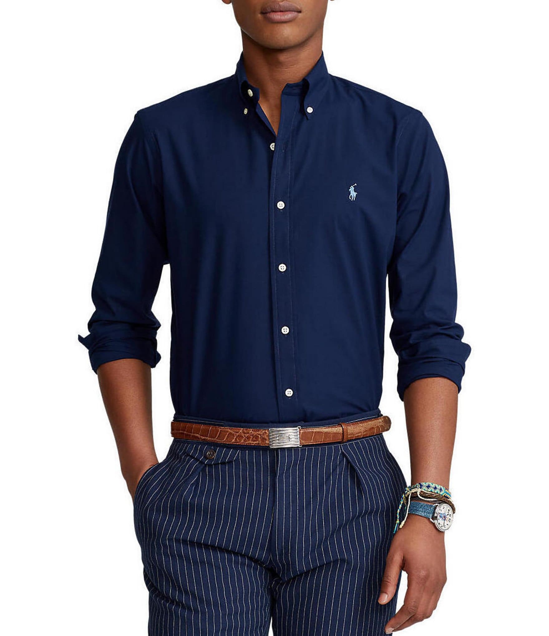 Polo Ralph Lauren Classic-Fit Solid Poplin Stretch Long-Sleeve Woven Shirt  | Dillard's