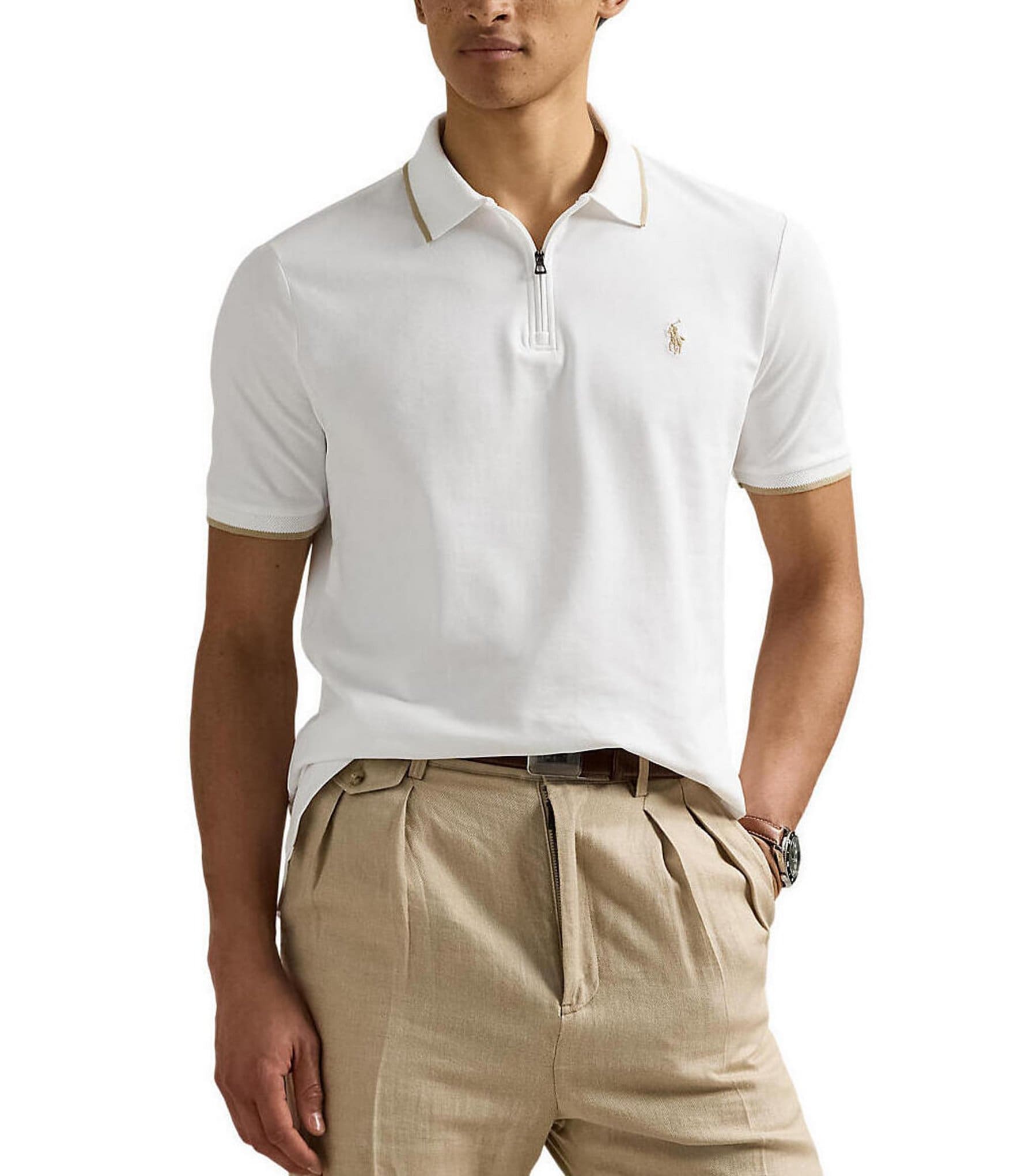 Polo Ralph Lauren Classic Fit Stretch Mesh Zip Short Sleeve