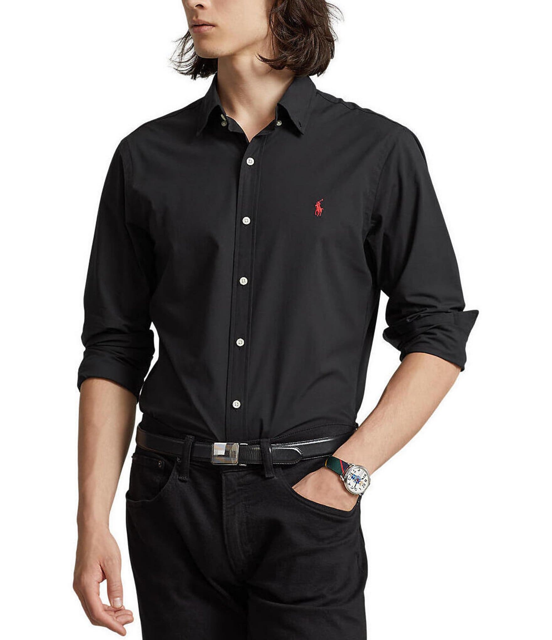 Polo Ralph Lauren Classic Fit Stretch Poplin Long Sleeve Woven Shirt