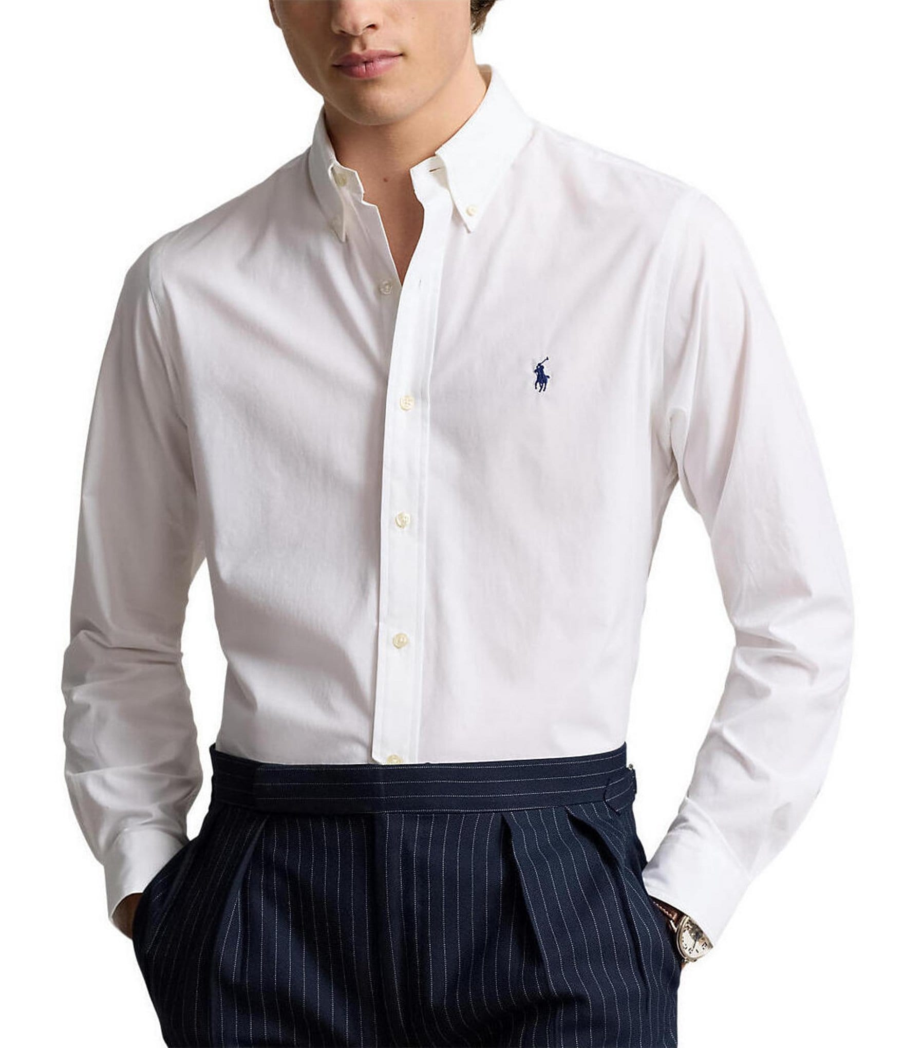 Polo Ralph Lauren Classic Fit Stretch Poplin Long Sleeve Woven Shirt