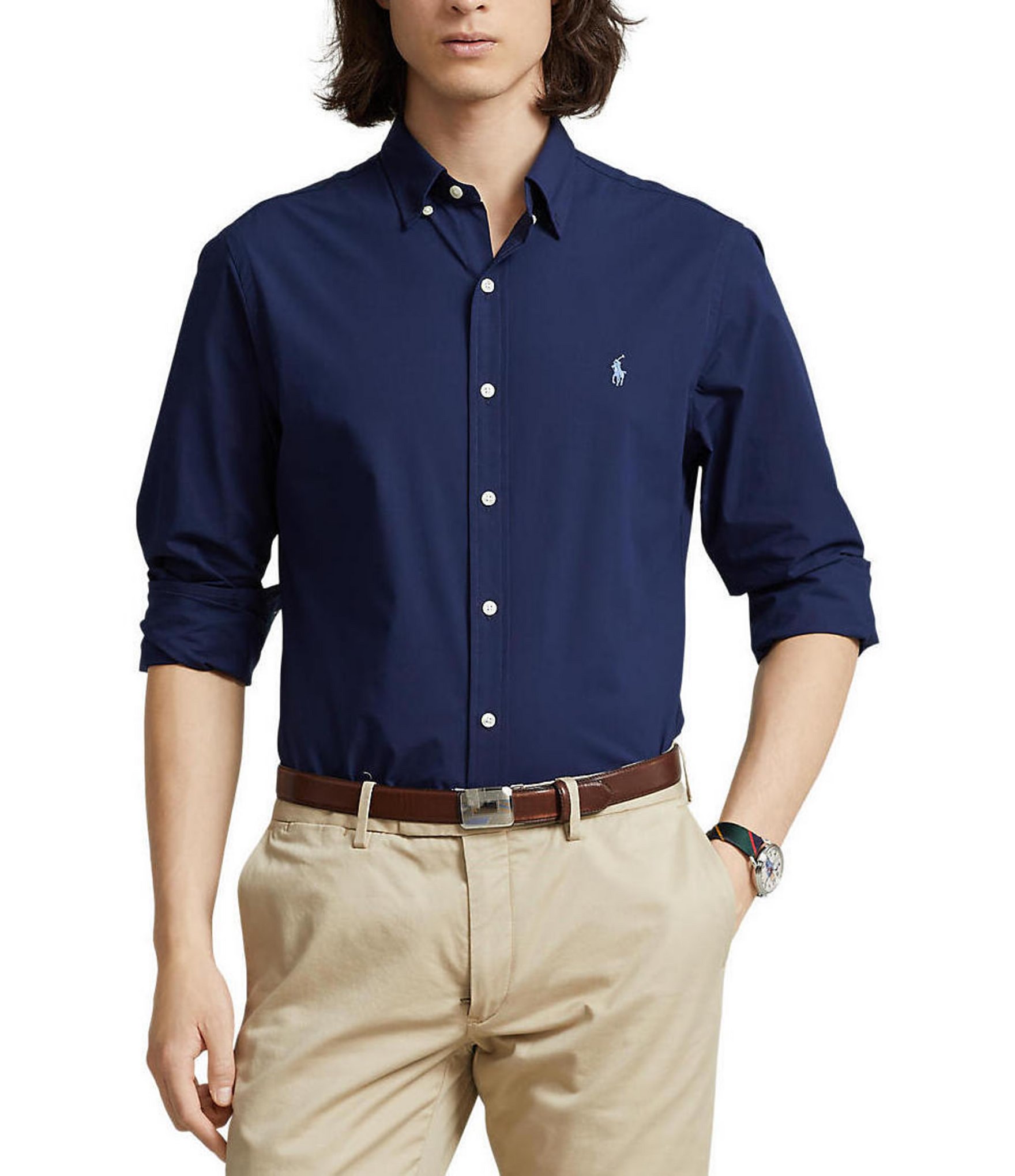 Polo Ralph Lauren Classic Fit Stretch Poplin Long Sleeve Woven Shirt ...