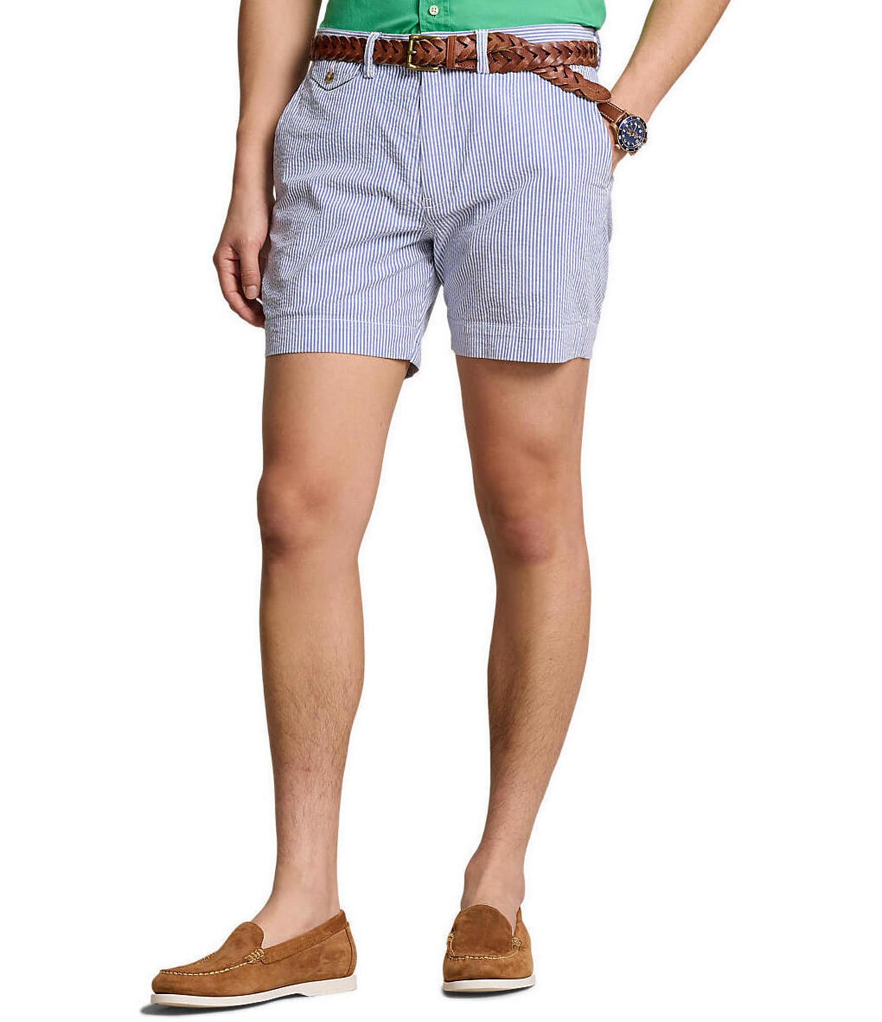 Polo Ralph Lauren Classic Fit Stretch Seersucker 6#double; Inseam Shorts