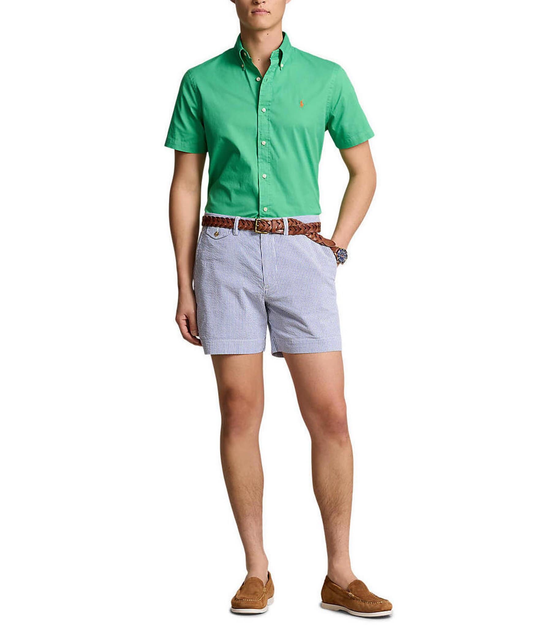 Polo Ralph Lauren Classic Fit Stretch Seersucker 6#double; Inseam Shorts