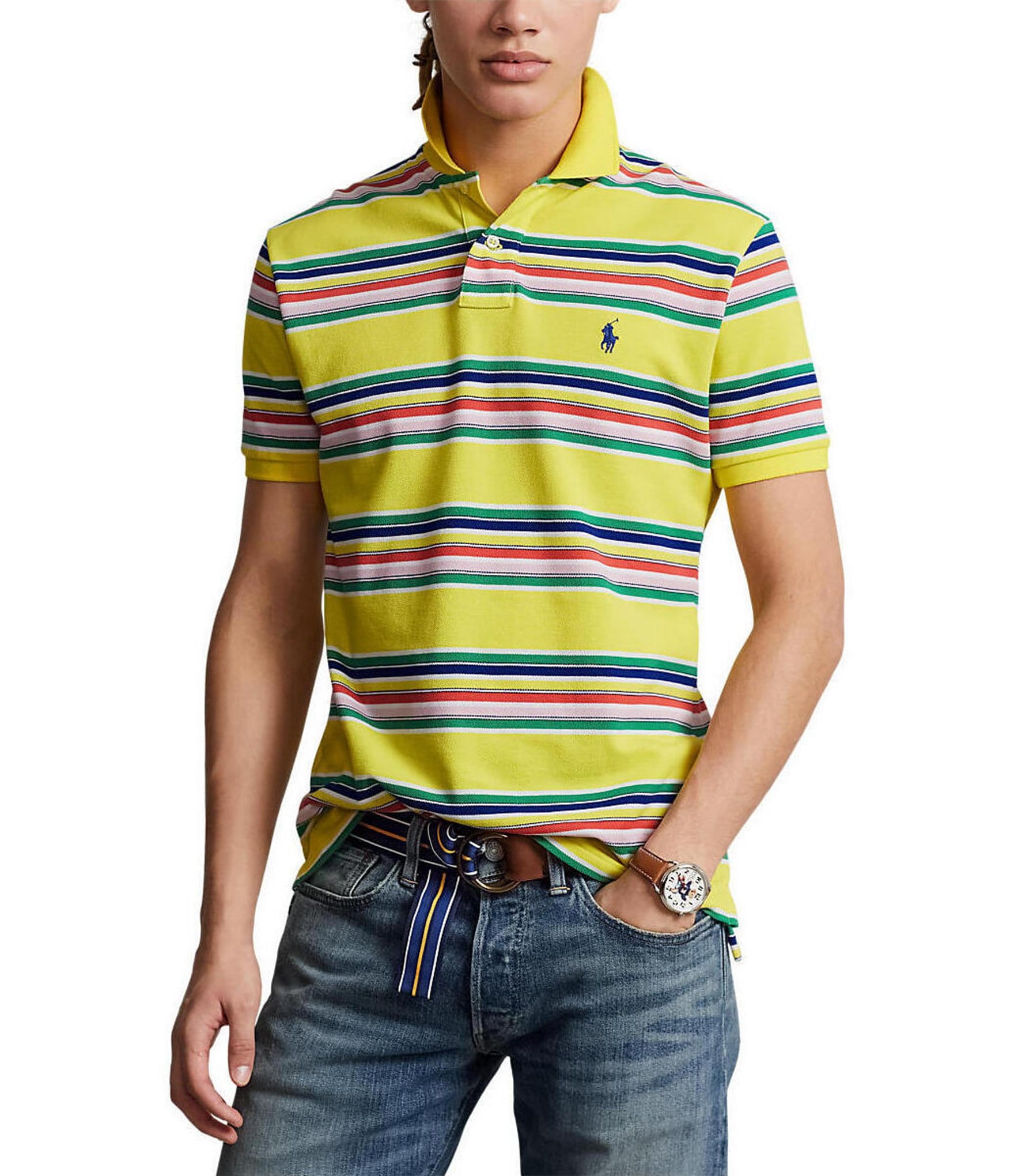 Polo Ralph Lauren Classic Fit Stripe Mesh Short Sleeve Polo Shirt ...