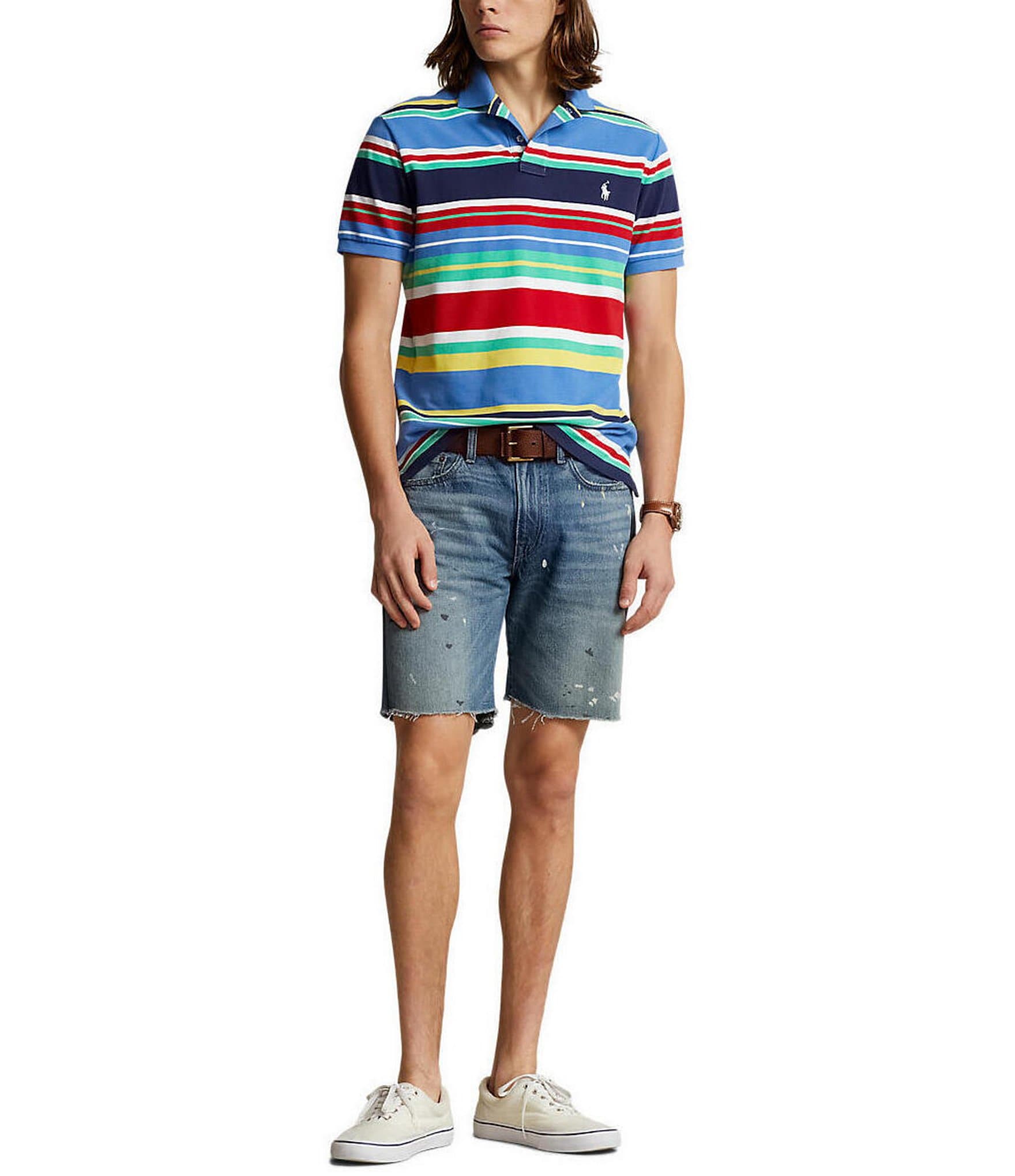 Polo Ralph Lauren Classic Fit Stripe Mesh Short Sleeve Polo Shirt