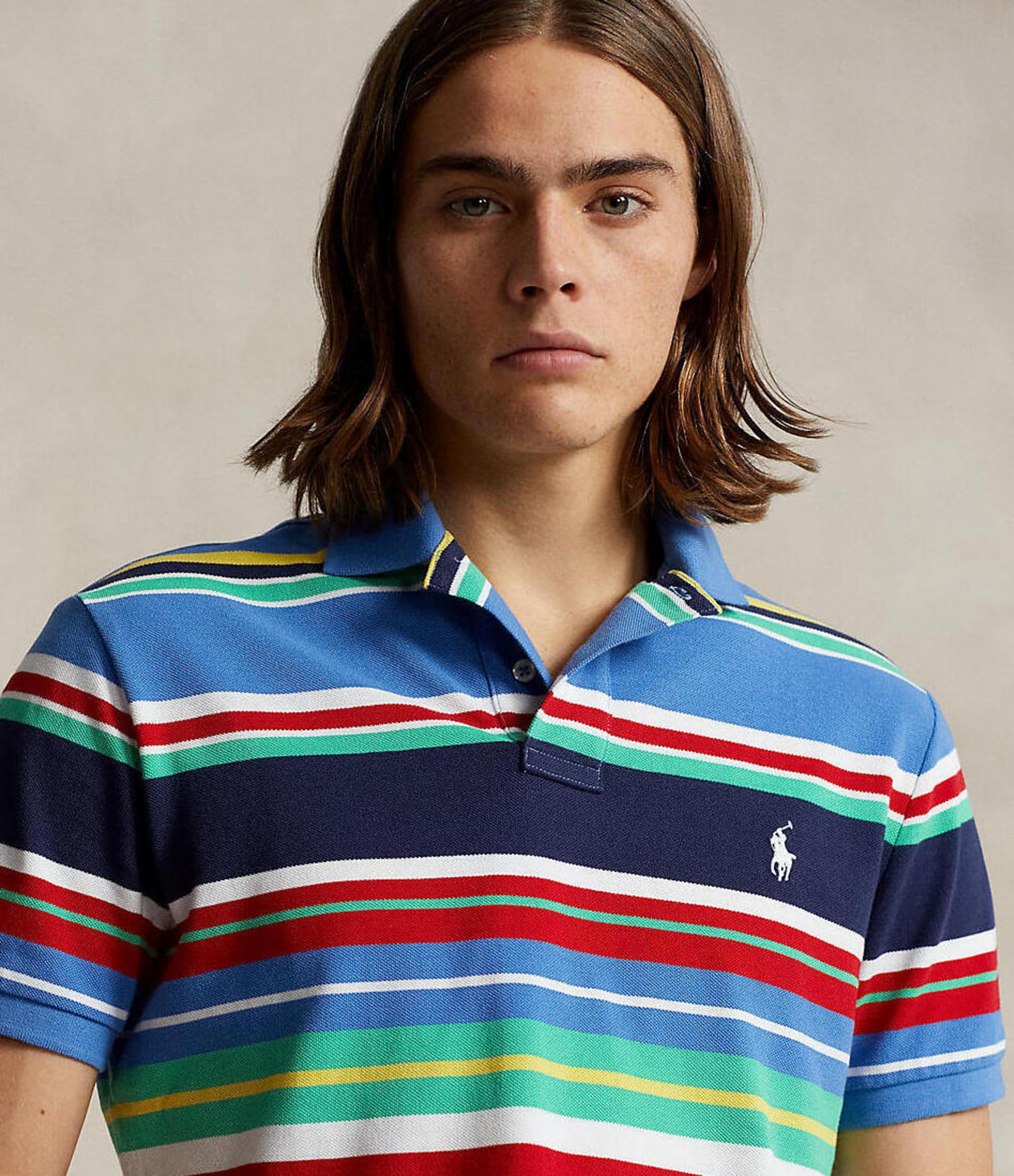 Polo Ralph Lauren Classic Fit Stripe Mesh Short Sleeve Polo Shirt