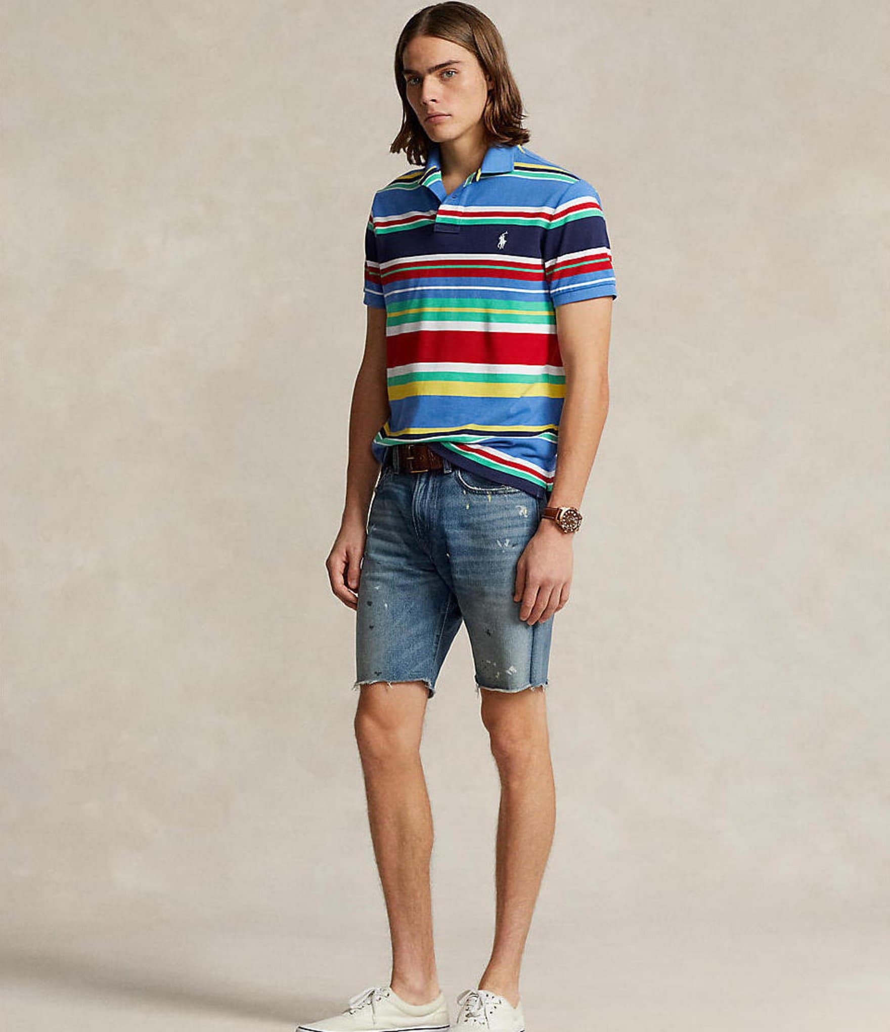 Polo Ralph Lauren Classic Fit Stripe Mesh Short Sleeve Polo Shirt