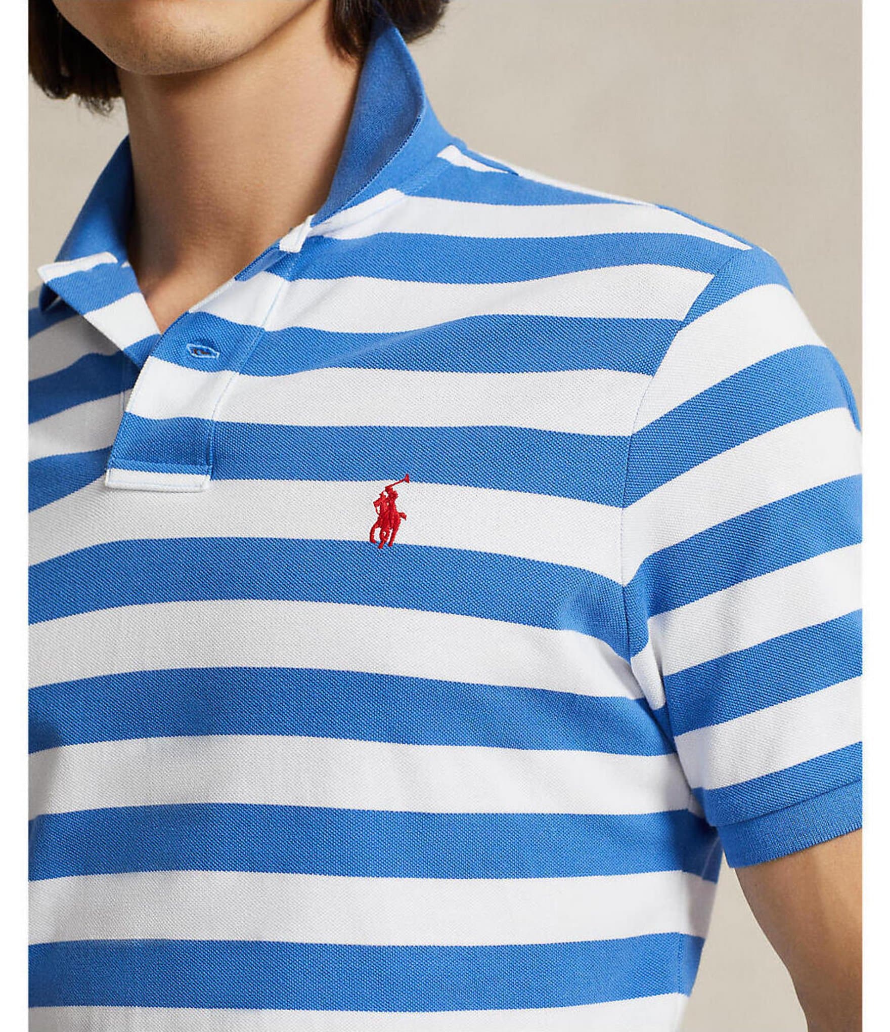 Polo Ralph Lauren Classic Fit Striped Mesh Short Sleeve Polo Shirt