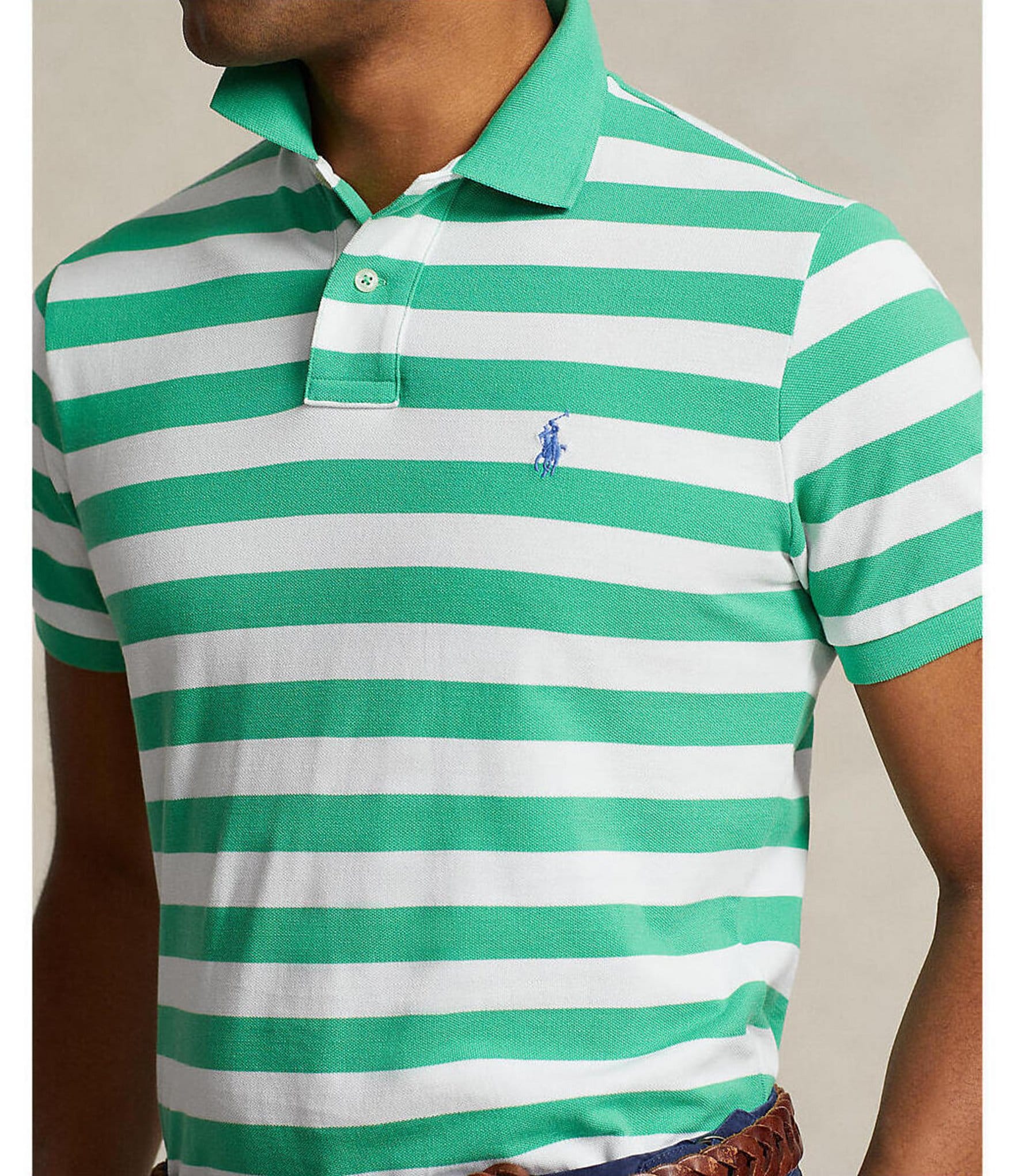 Polo Ralph Lauren Classic Fit Striped Mesh Short Sleeve Polo Shirt