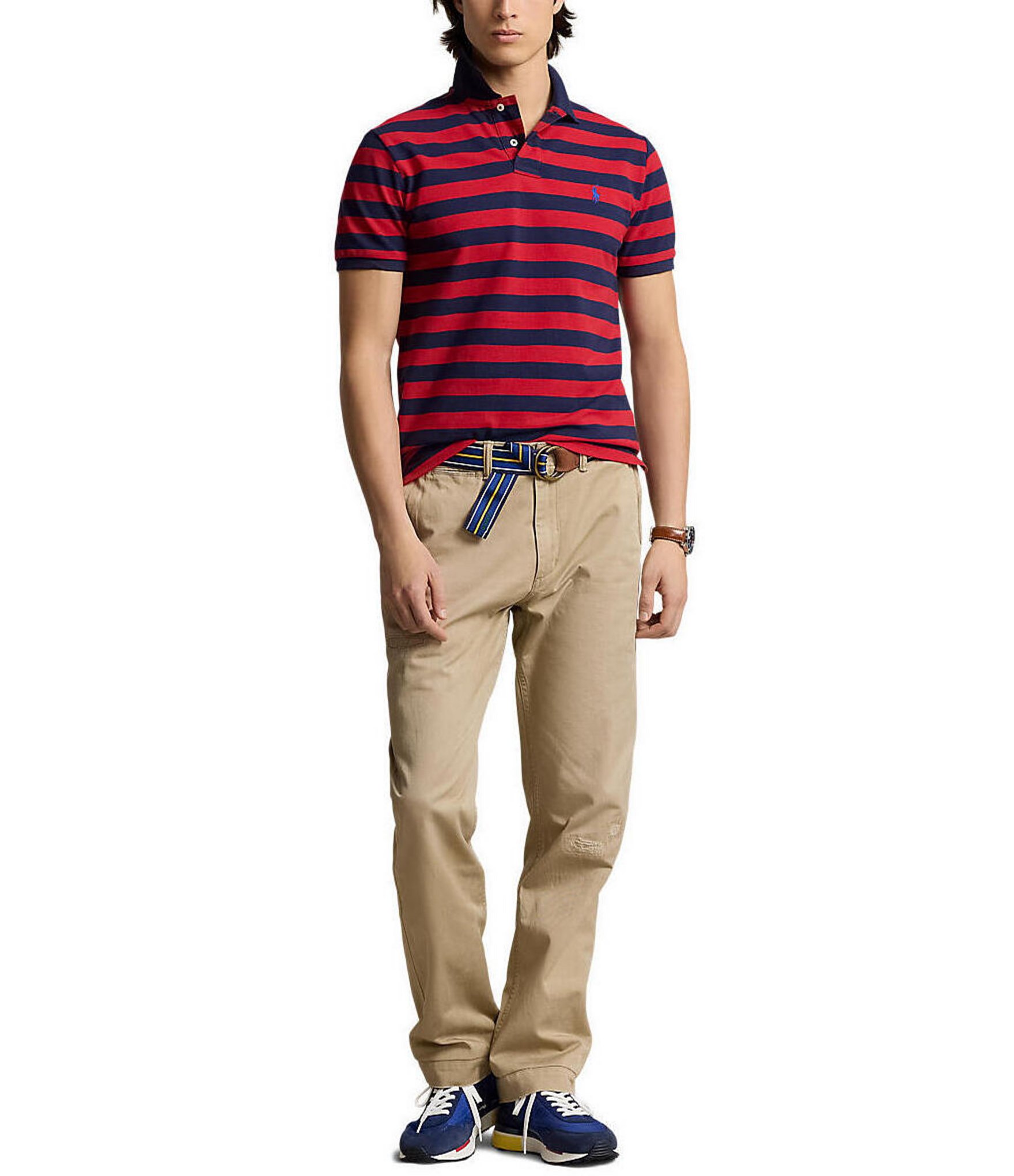 Polo Ralph Lauren Classic Fit Striped Mesh Short Sleeve Polo Shirt