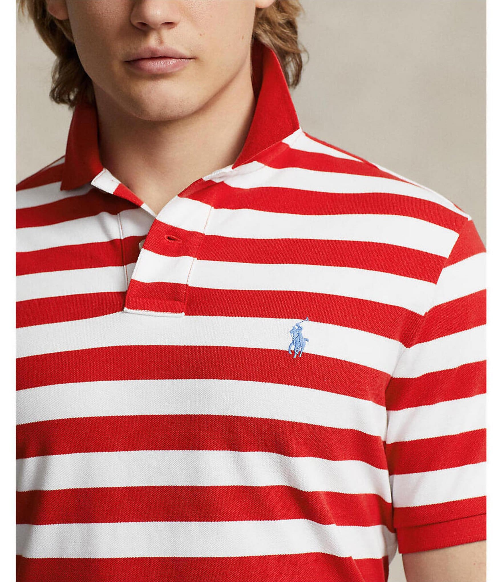 Polo Ralph Lauren Classic Fit Striped Mesh Short Sleeve Polo Shirt