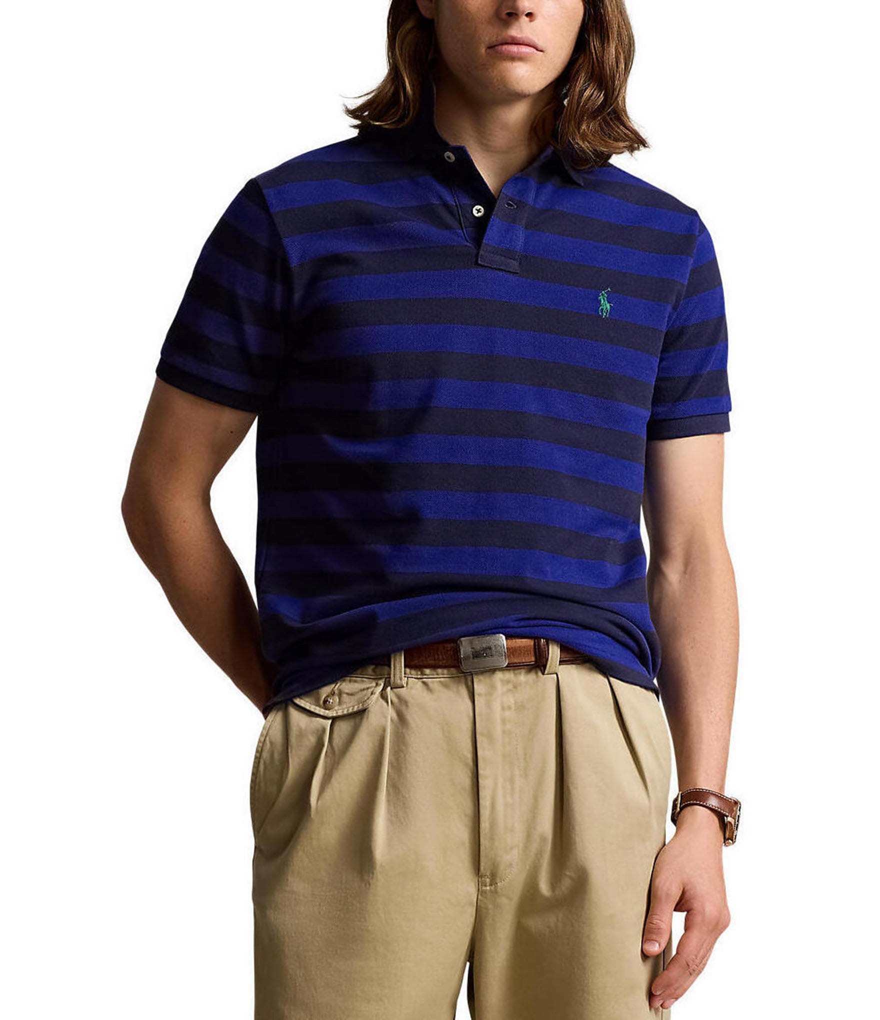 Polo Ralph Lauren Classic Fit Striped Mesh Short Sleeve Polo Shirt