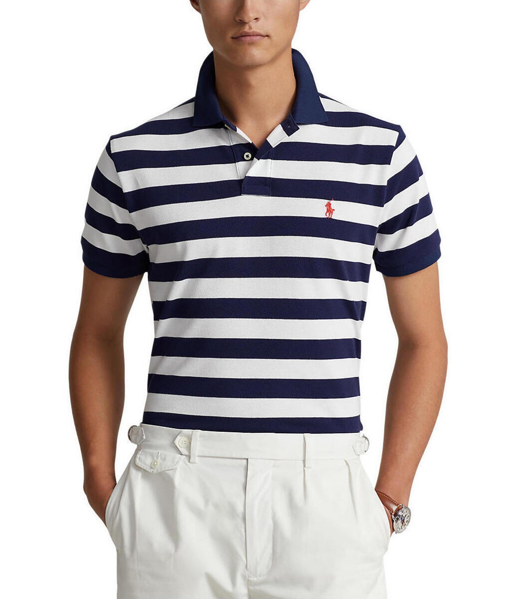 Polo Ralph Lauren Classic Fit Striped Mesh Short Sleeve Polo Shirt |  Dillard's