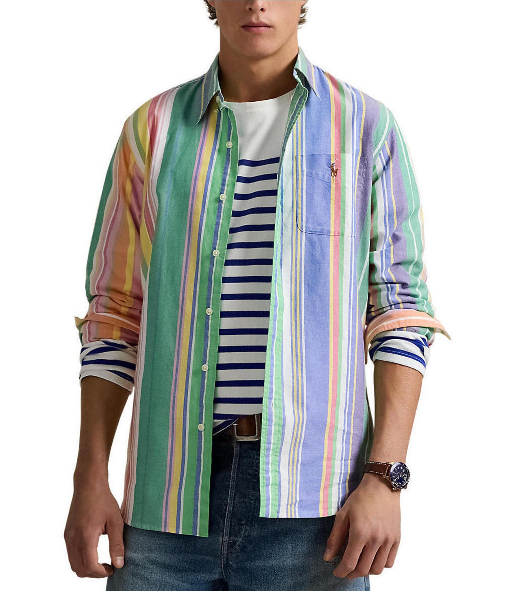 Polo Ralph Lauren Classic Fit Striped Oxford Long Sleeve Woven Shirt