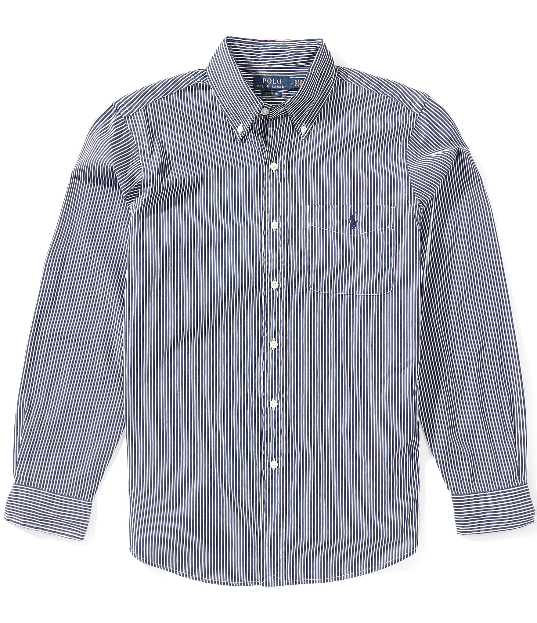 Polo Ralph Lauren Classic Fit Striped Poplin Long Sleeve Woven Shirt