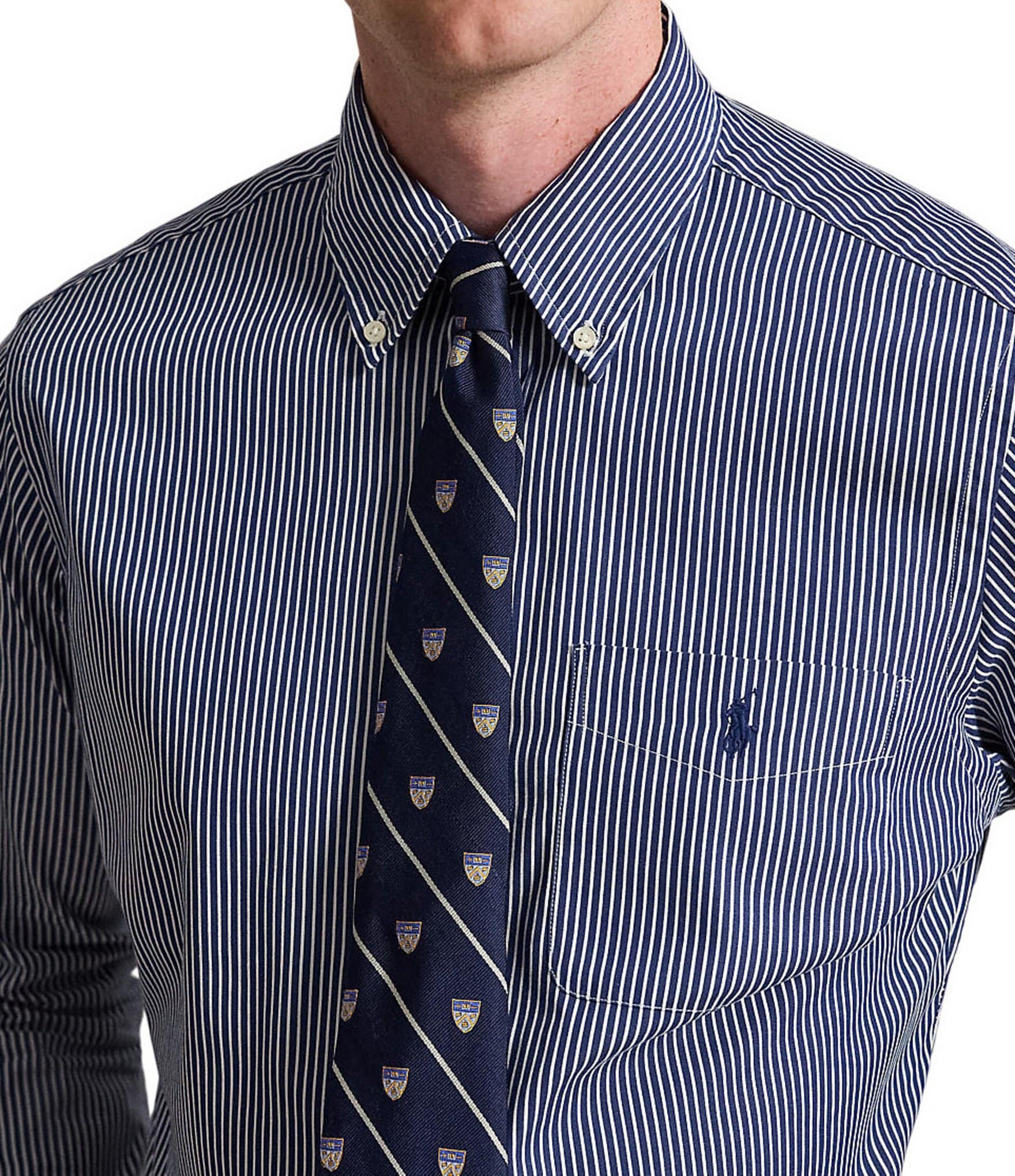 Polo Ralph Lauren Classic Fit Striped Poplin Long Sleeve Woven Shirt