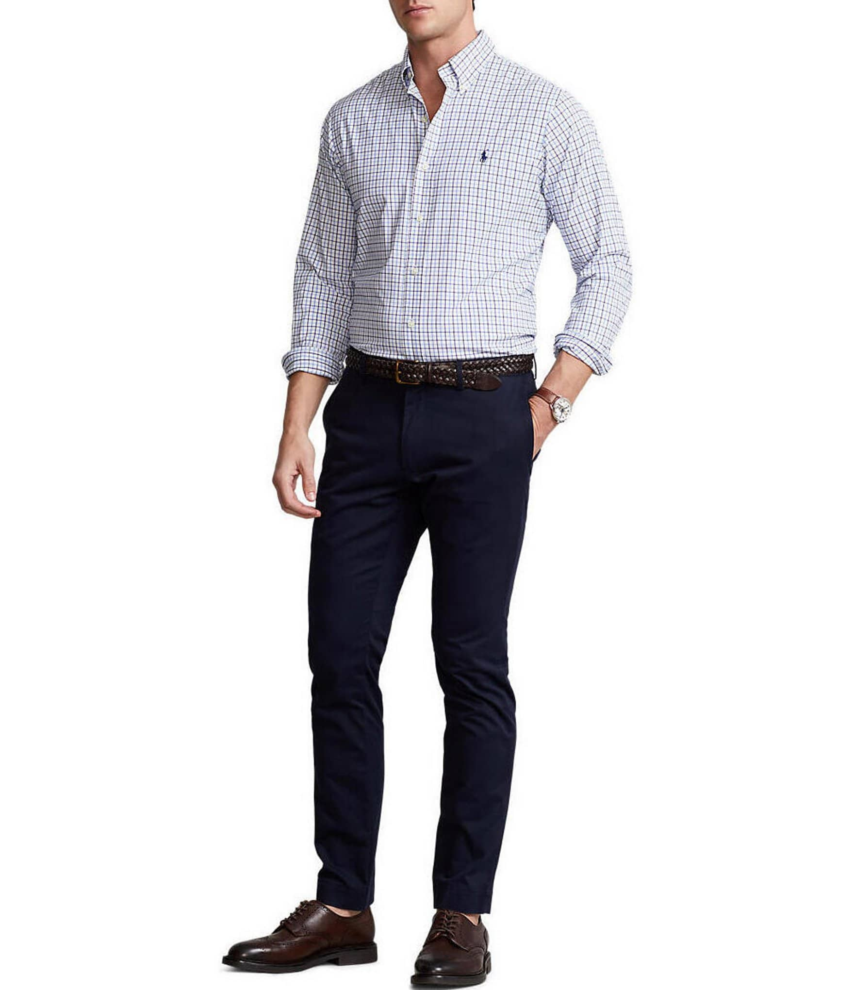 Polo Ralph Lauren Classic-Fit Tattersall Performance Stretch Twill Long-Sleeve Woven Shirt