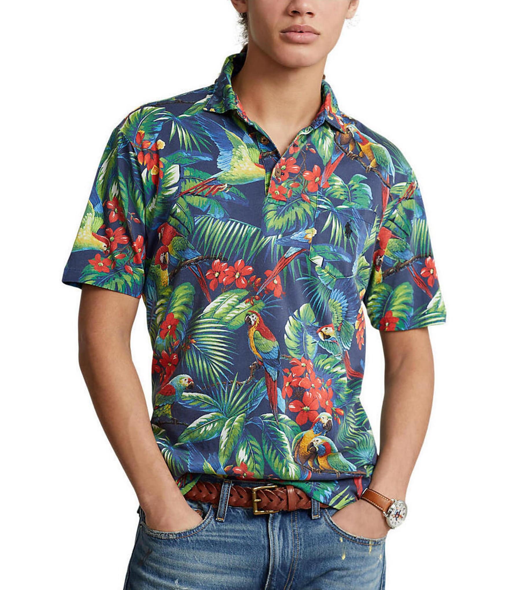 Polo Ralph Lauren Classic-Fit Tropical Jersey Short-Sleeve Polo Shirt ...