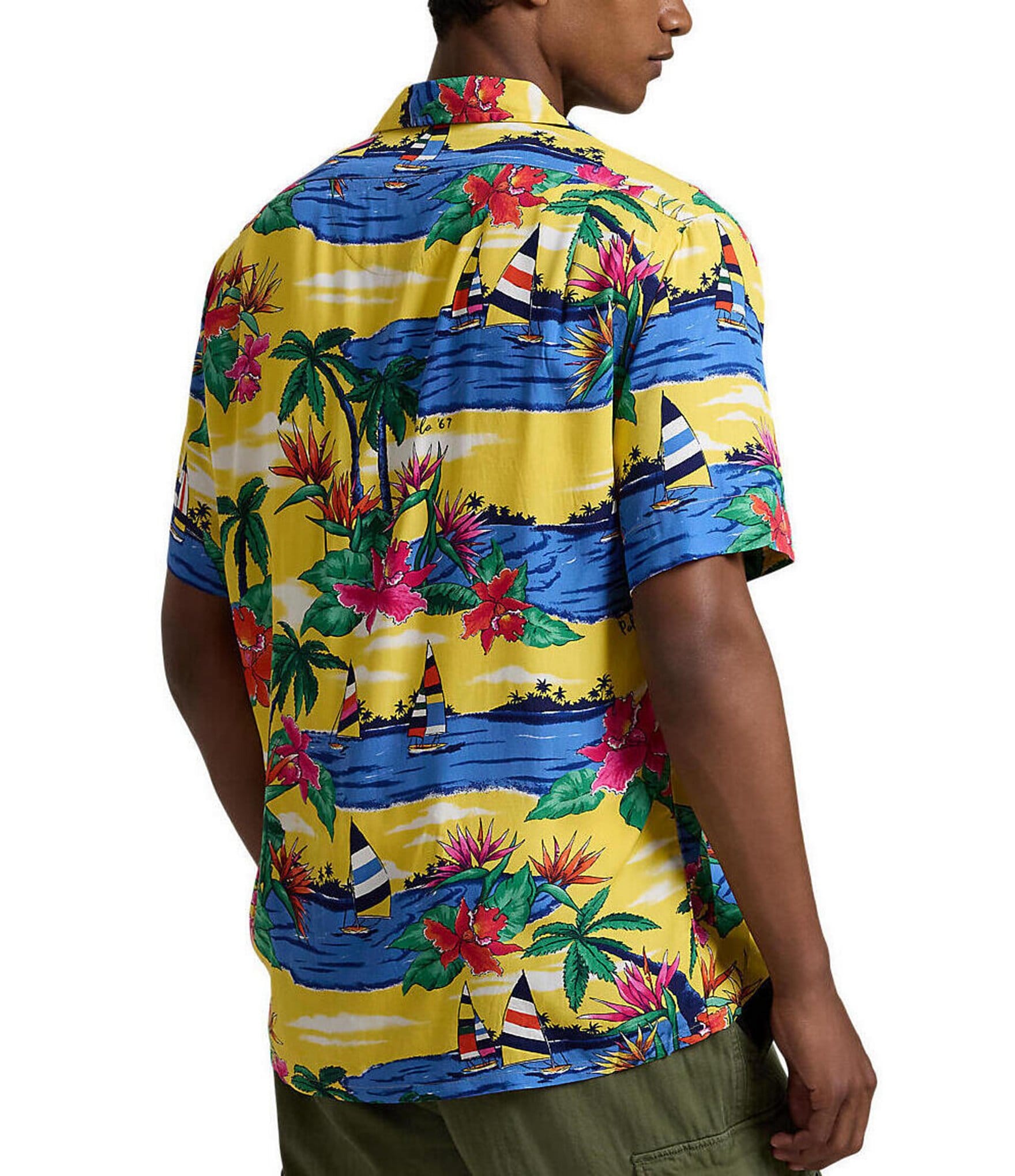 Polo Ralph Lauren Classic-Fit Tropical-Print Short Sleeve Woven Camp Shirt