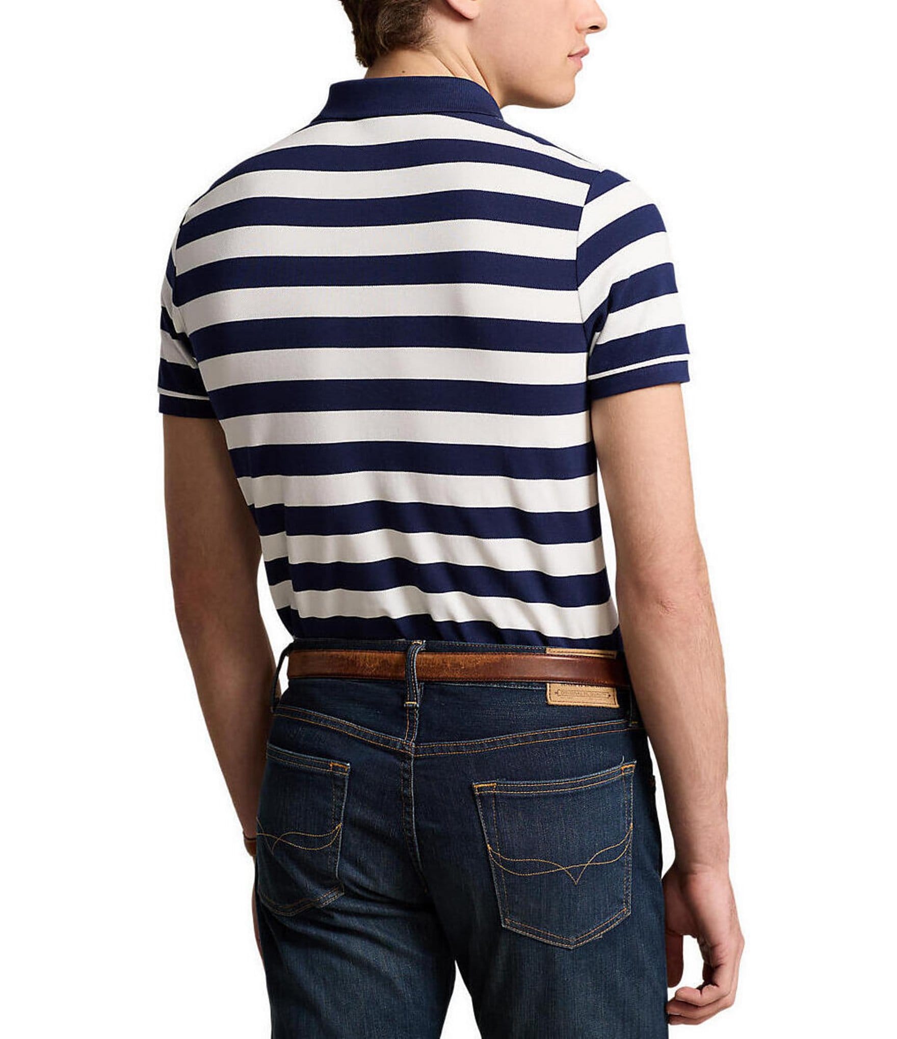 Polo Ralph Lauren Classic Fit Wide Striped Mesh Short Sleeve Polo Shirt