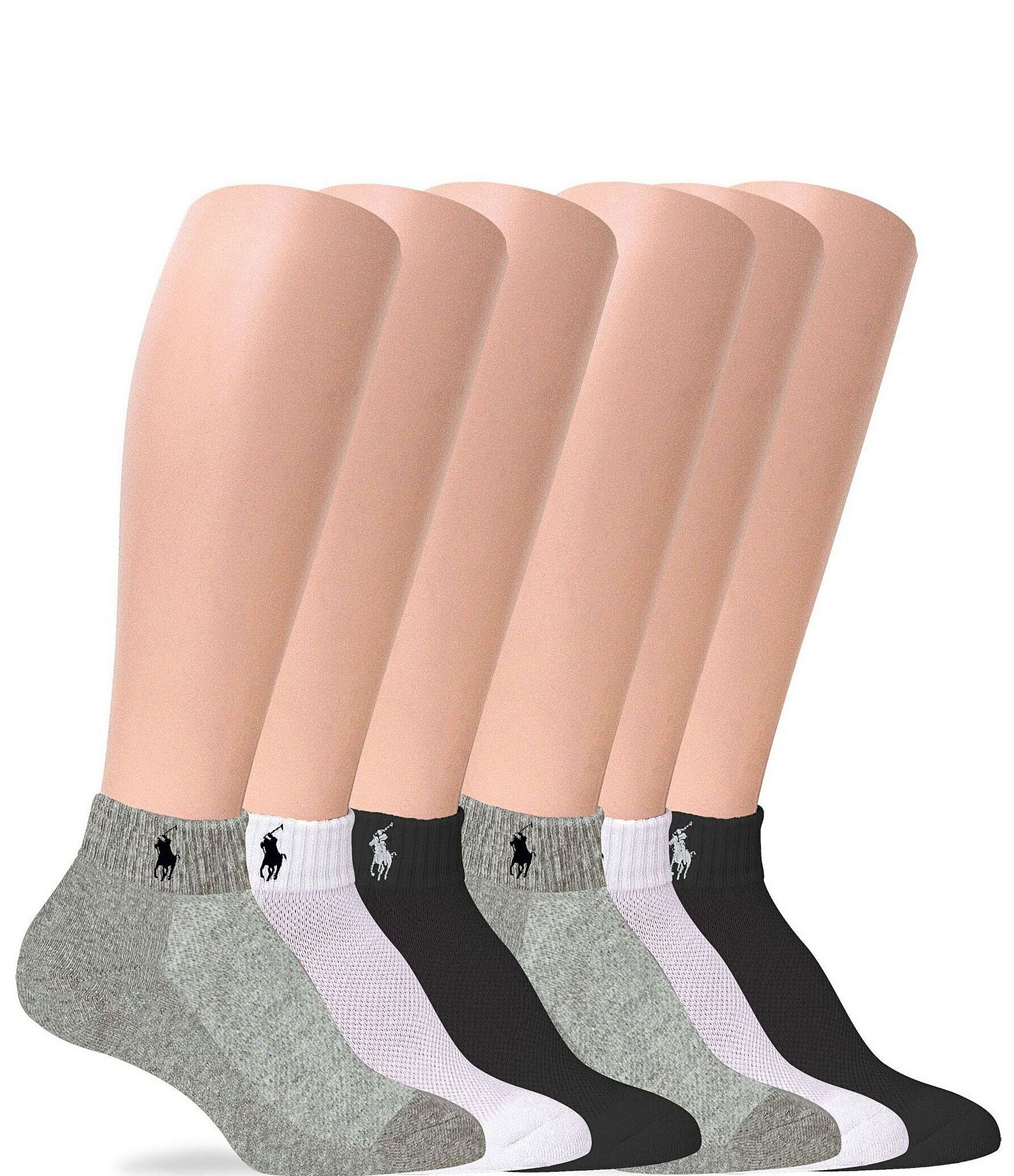 Polo Ralph Lauren Women's Cushion Sole Mesh Top Sport Quarter Socks, 6 Pack  | Dillard's