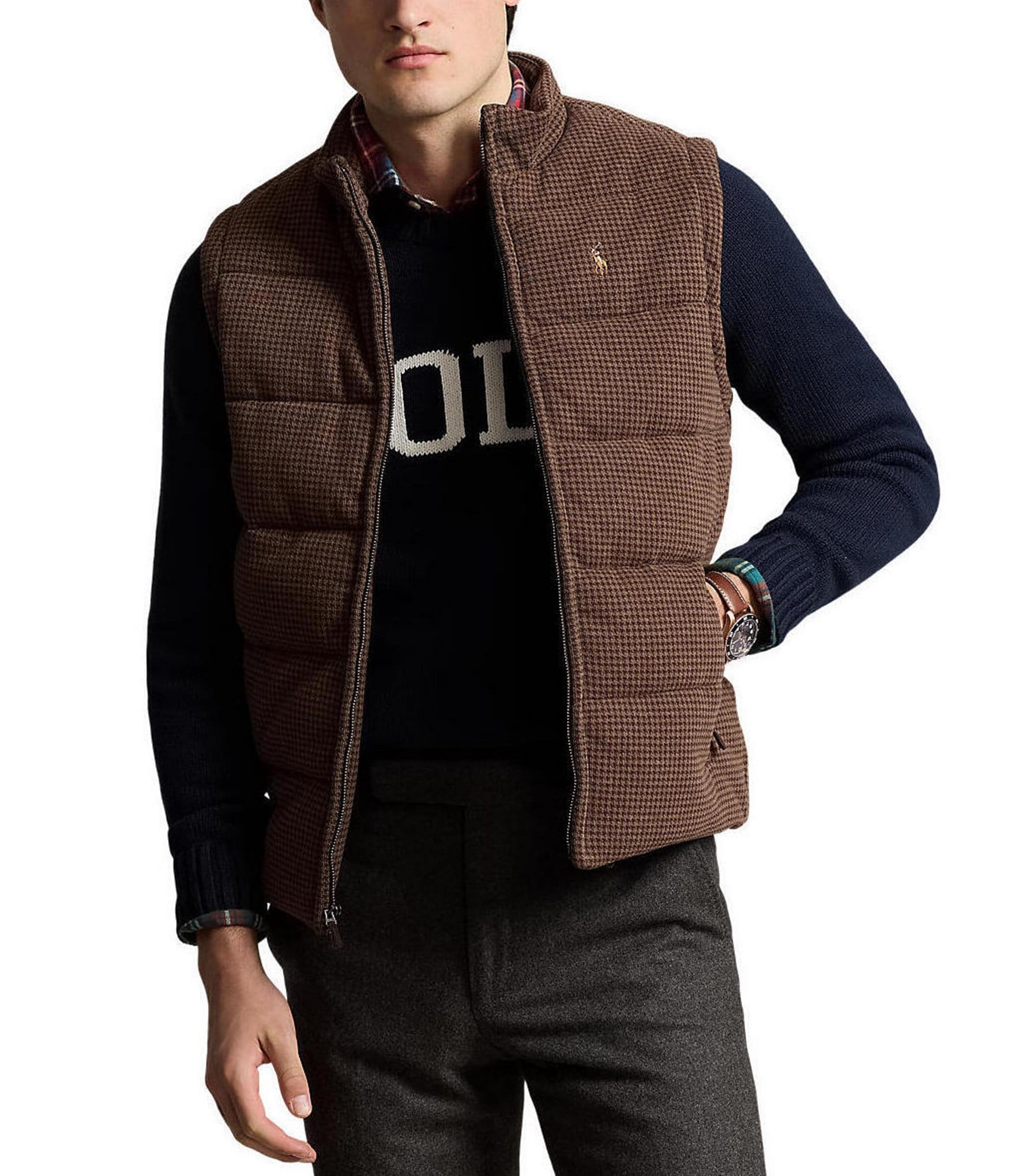 Polo Ralph Lauren Dogtooth Estate Rib Full-Zip Vest | Dillard's