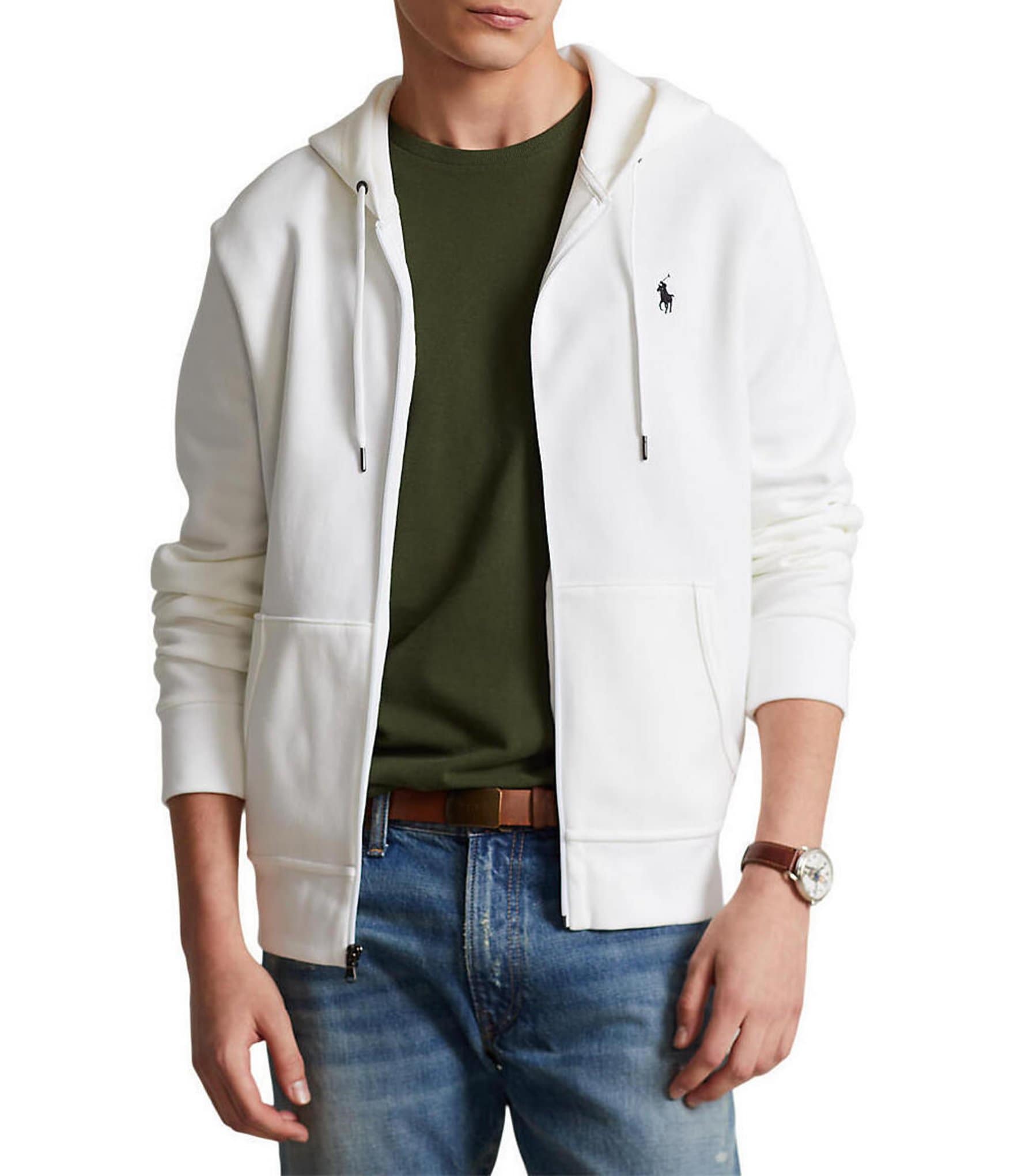 Polo Ralph Lauren FULL ZIP HOODIE - Zip-up sweatshirt - white 