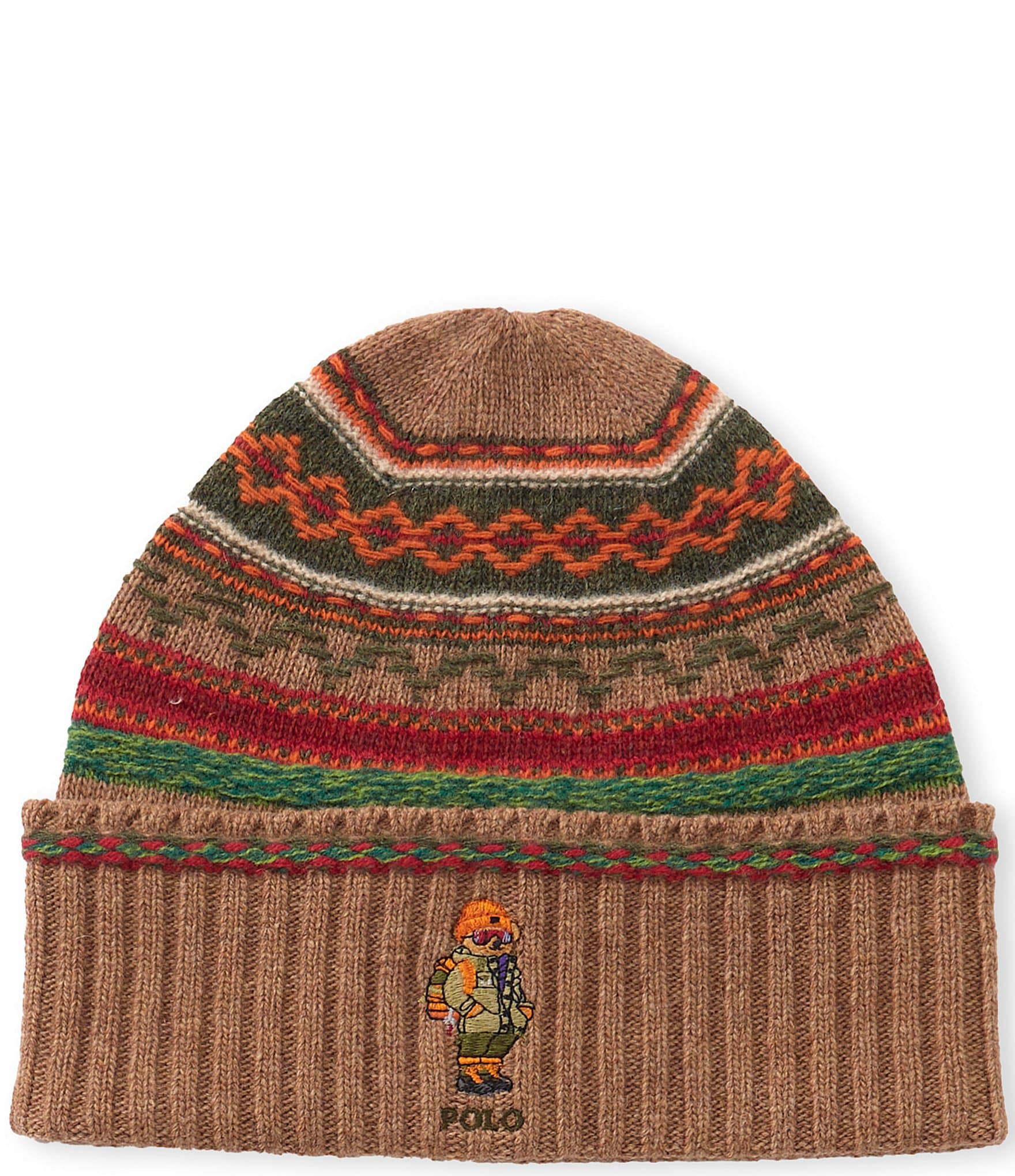 Polo Ralph Lauren Fairisle Red Rocks Bear Wool-Rich Beanie