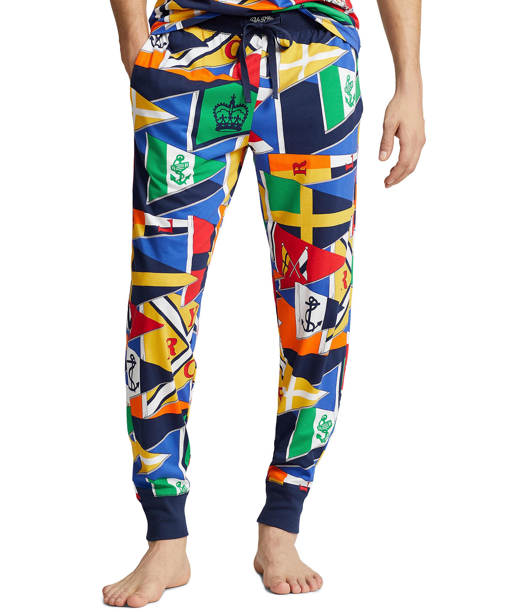 Polo Ralph Lauren Men`s Knit Allover Logo Jogger Pajama Pants