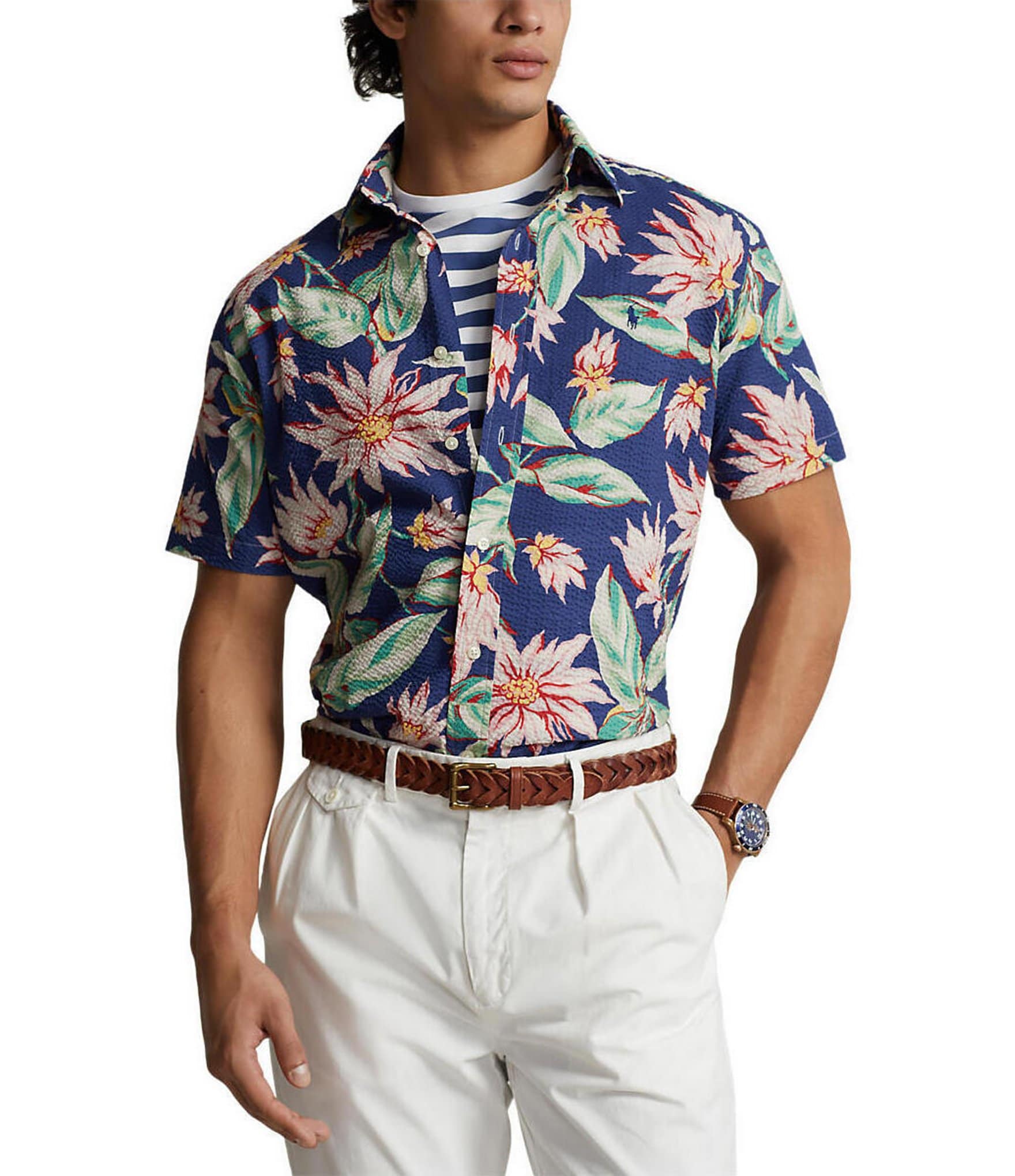 Polo Ralph Lauren Floral Print Seersucker Short Sleeve Woven Shirt |  Dillard's