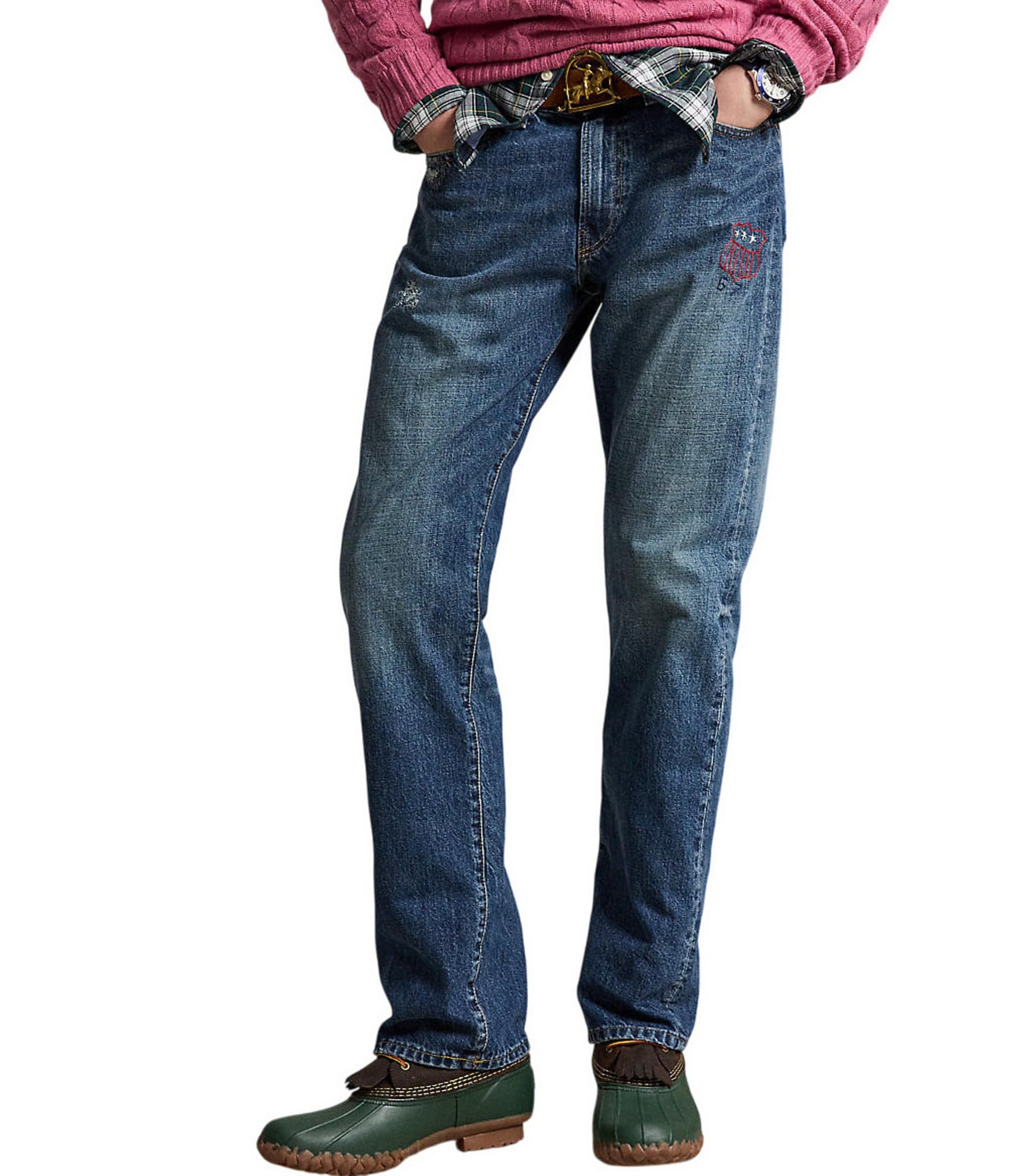 Polo Ralph Lauren Hampton Straight Fit Distressed Jeans