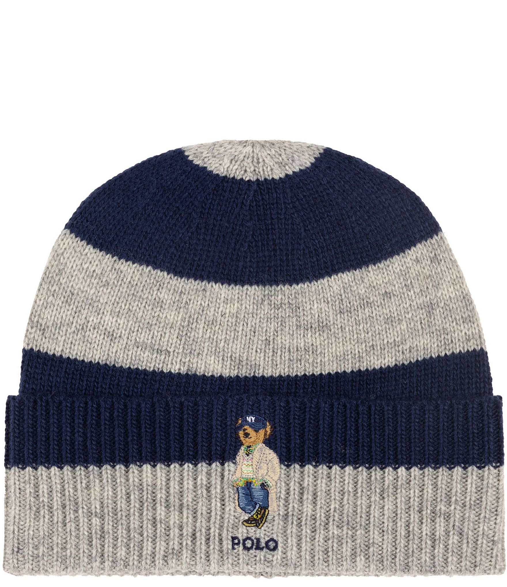 Polo Ralph Lauren Litchfield Bear Striped Wool-Rich Beanie