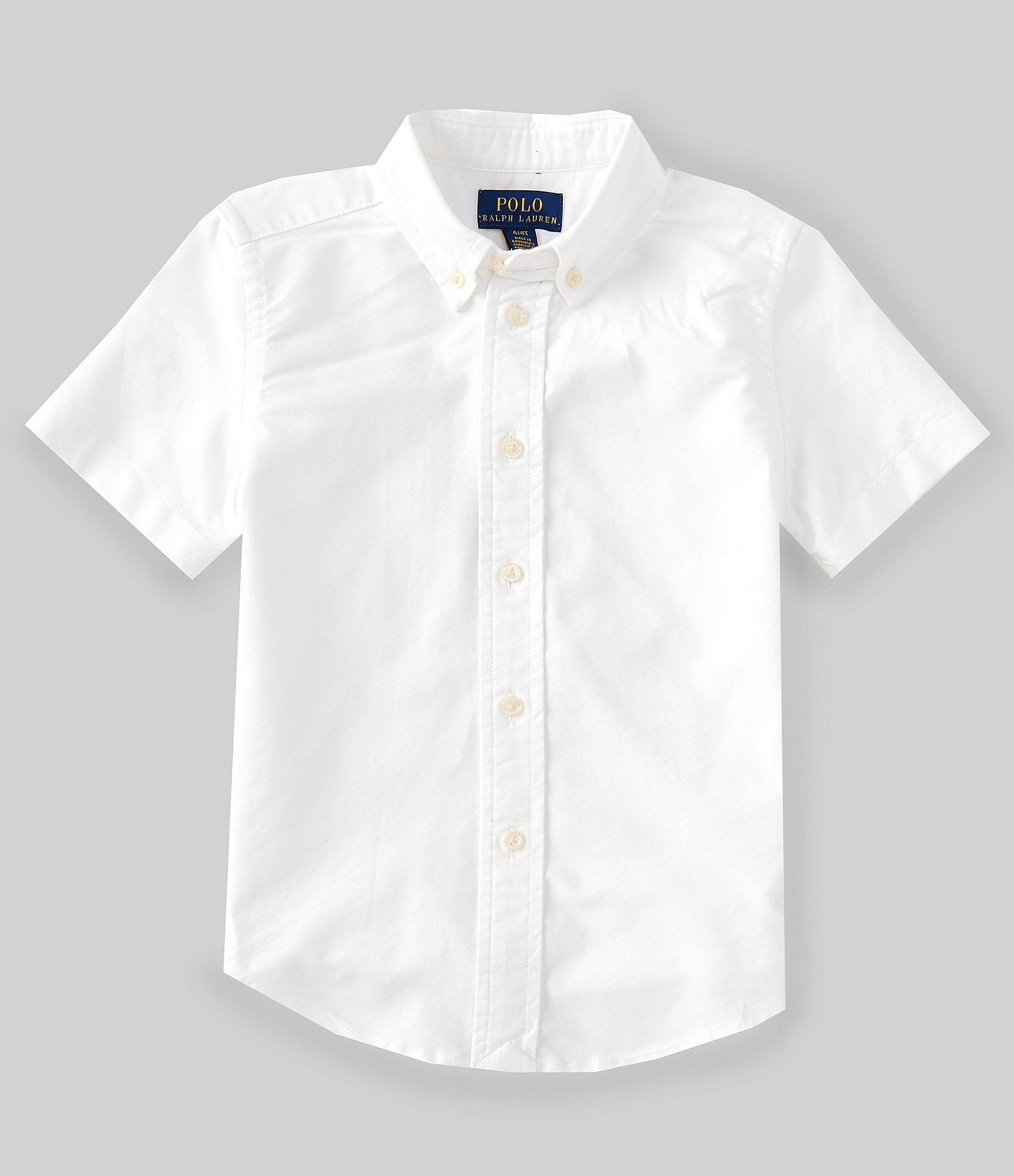 Boys Solid Spread Collar Shirt - White