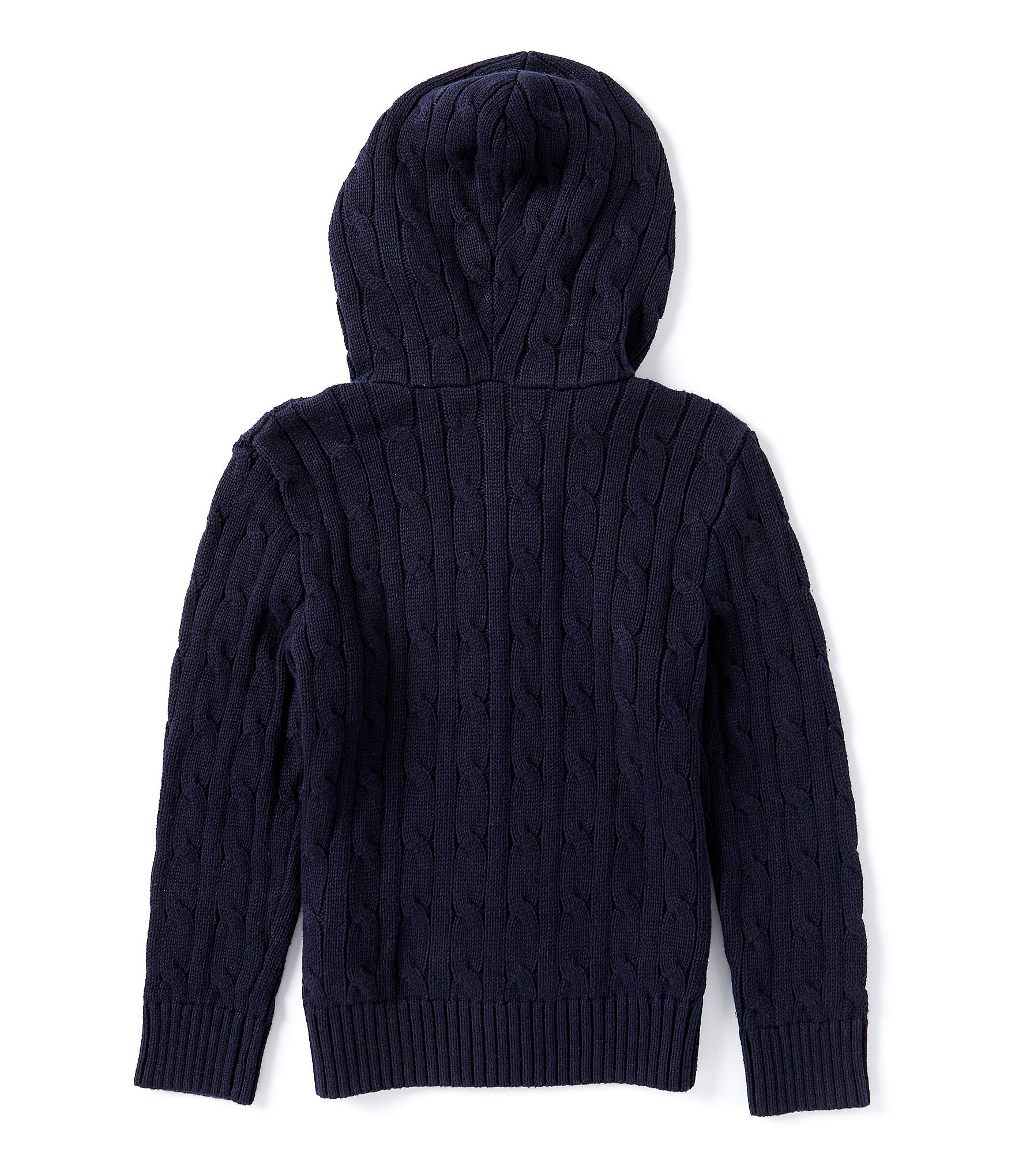 Polo Ralph Lauren Little Boys 2T-7 Long Sleeve Cable-Knit Hooded Cardigan