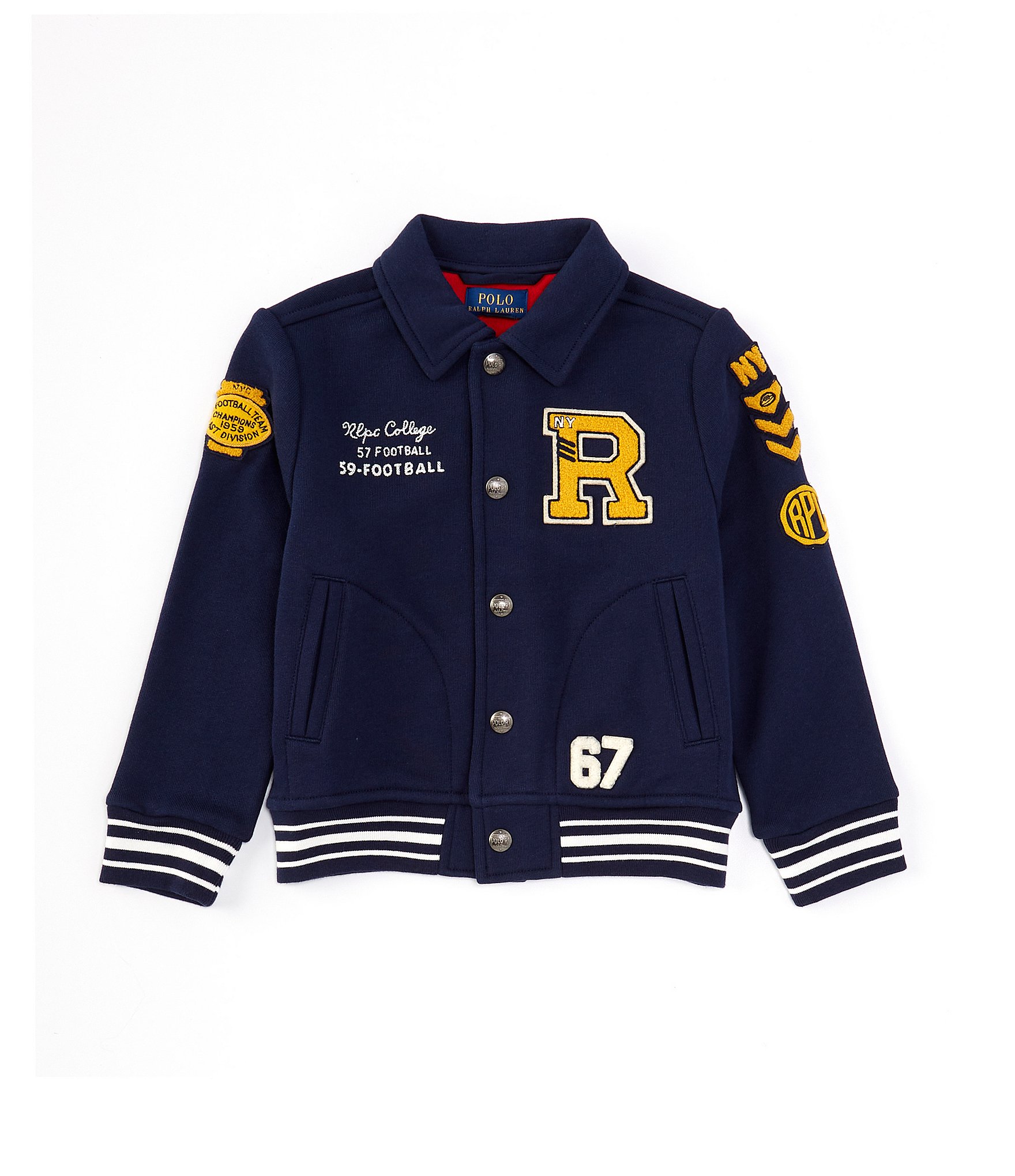 Polo Ralph Lauren Little Boys 2T-7 Long Sleeve Fleece Letterman Baseball Jacket