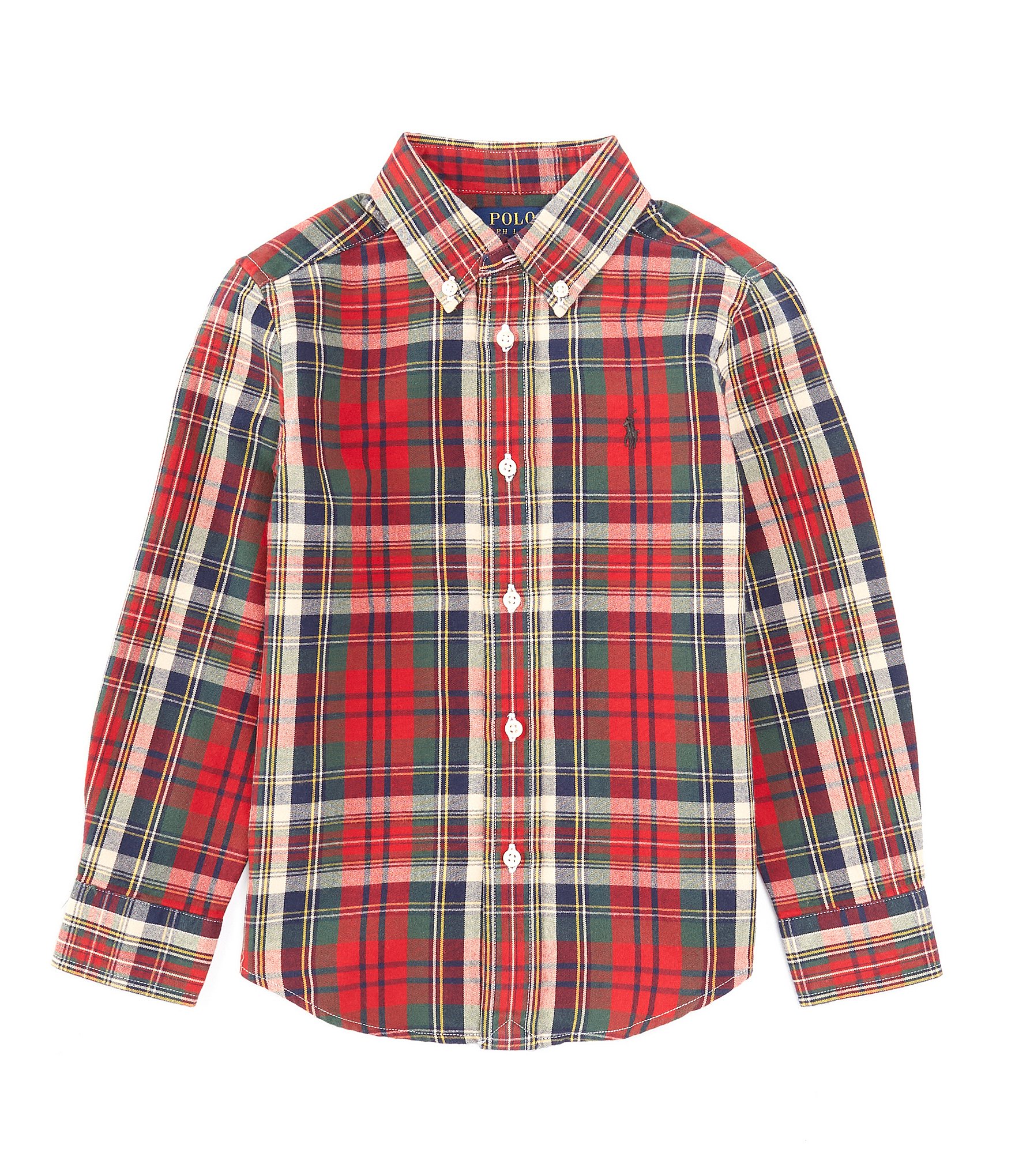 RED AND WHITE BRUSHED FLANNEL PLAID SHIRT, CHILD