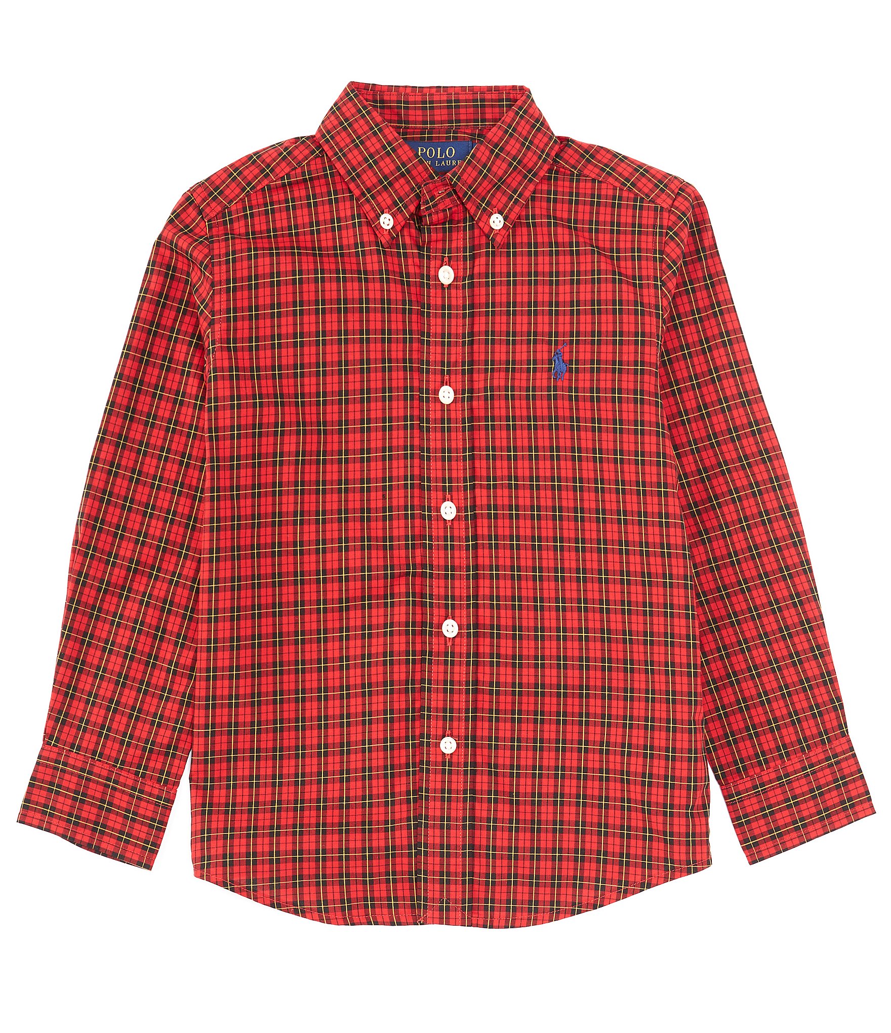 Polo Ralph Lauren Little Boys 2T-7 Long Sleeve Plaid Poplin Shirt ...