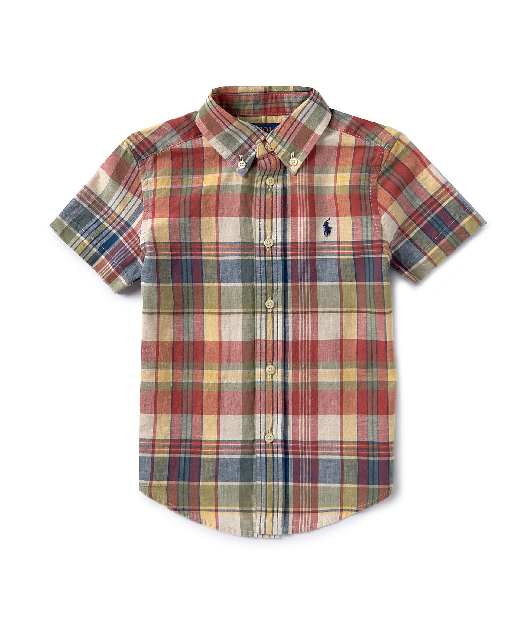 Polo Ralph Lauren Little Boys 2T-7 Short Sleeve Madras Plaid Woven Shirt