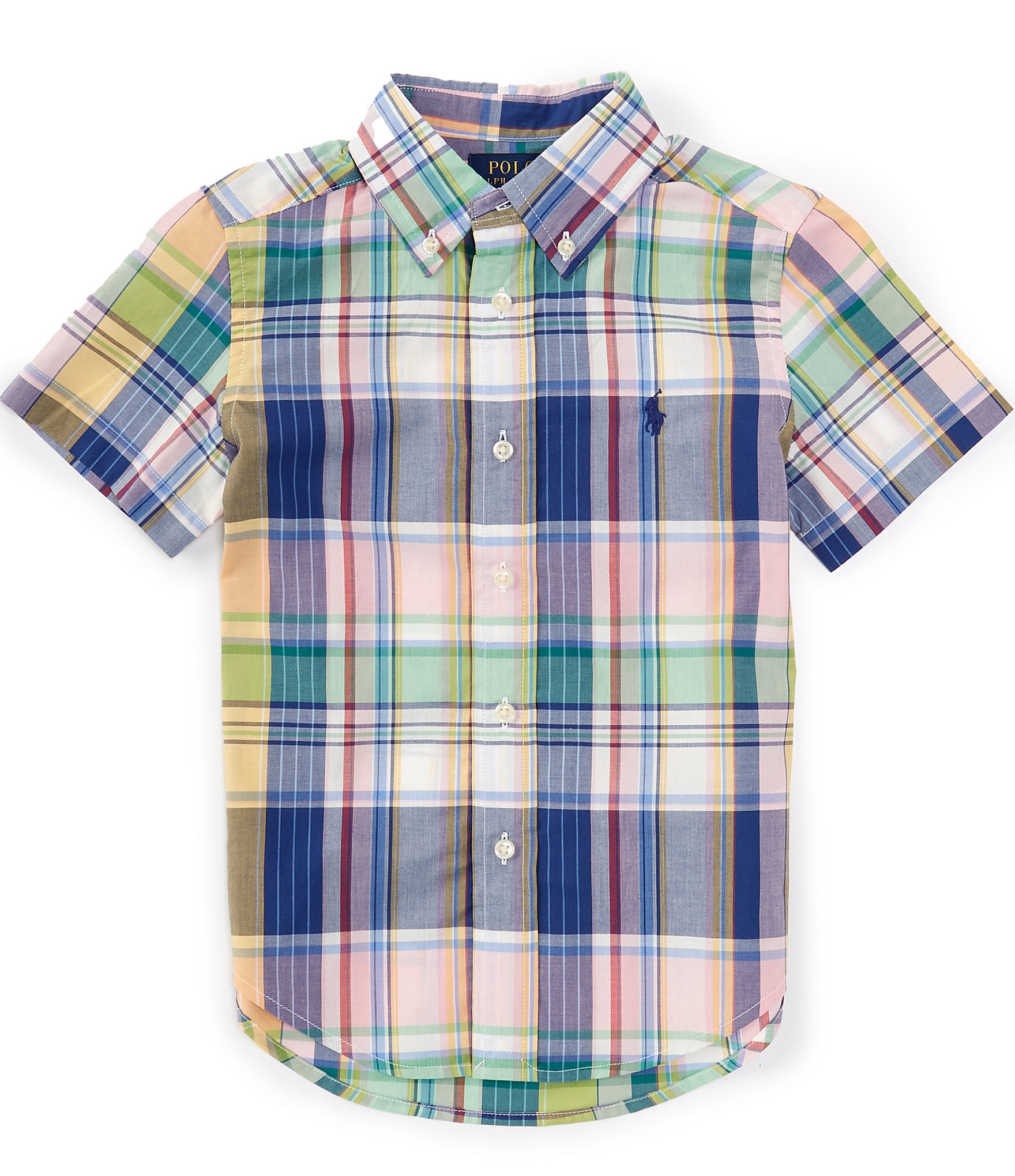 Polo Ralph Lauren Little Boys 2T-7 Short Sleeve Plaid Poplin Shirt ...