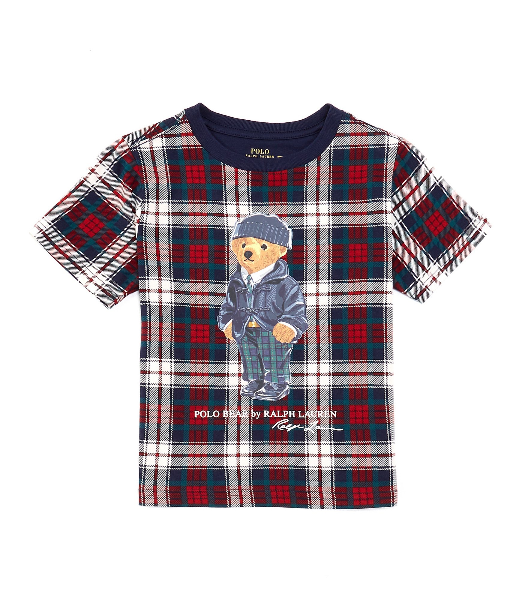 Polo Ralph Lauren Little Boys 2T-7 Short-Sleeve Polo Bear Plaid Jersey T-Shirt