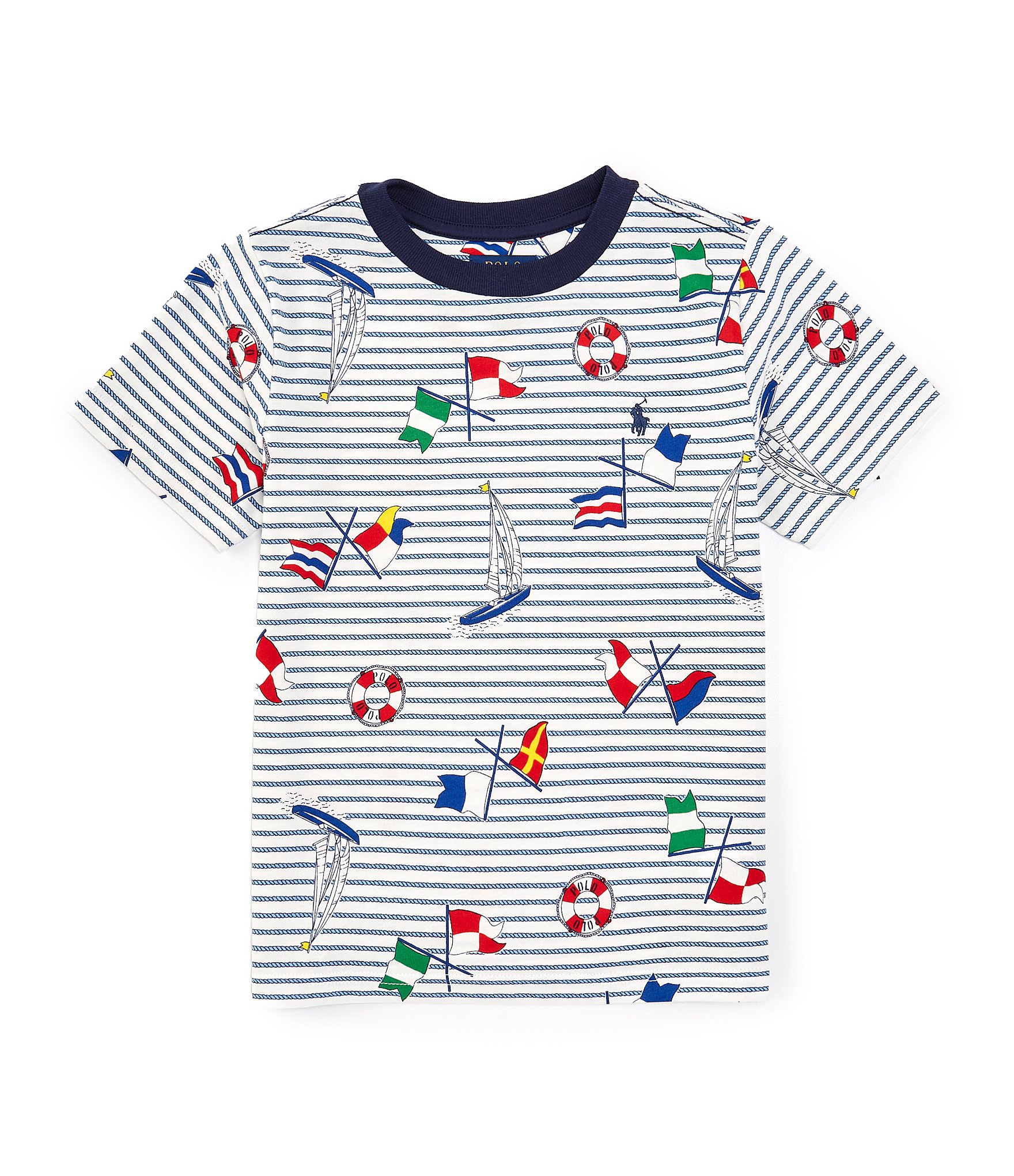 Polo Ralph Lauren Little Boys 2T-7 Short Sleeve Sailing Print & Striped Jersey T-Shirt